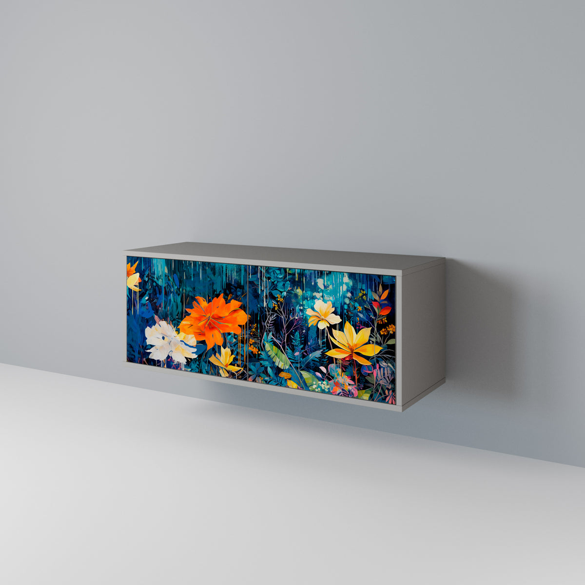 MIDNIGHT BLOSSOM Kompaktní dvoudveřový TV stolek