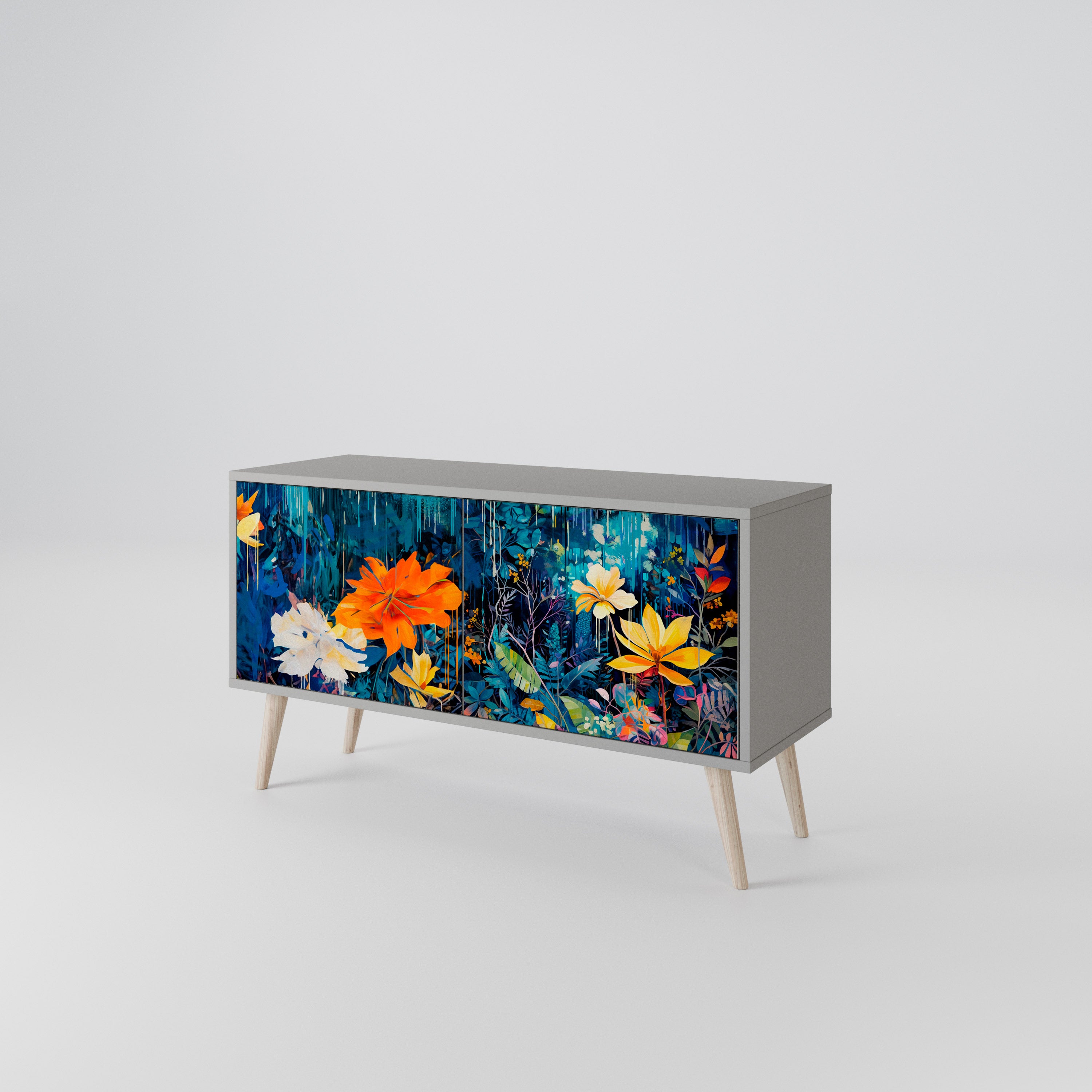 MIDNIGHT BLOSSOM Compact 2-Door TV Cabinet