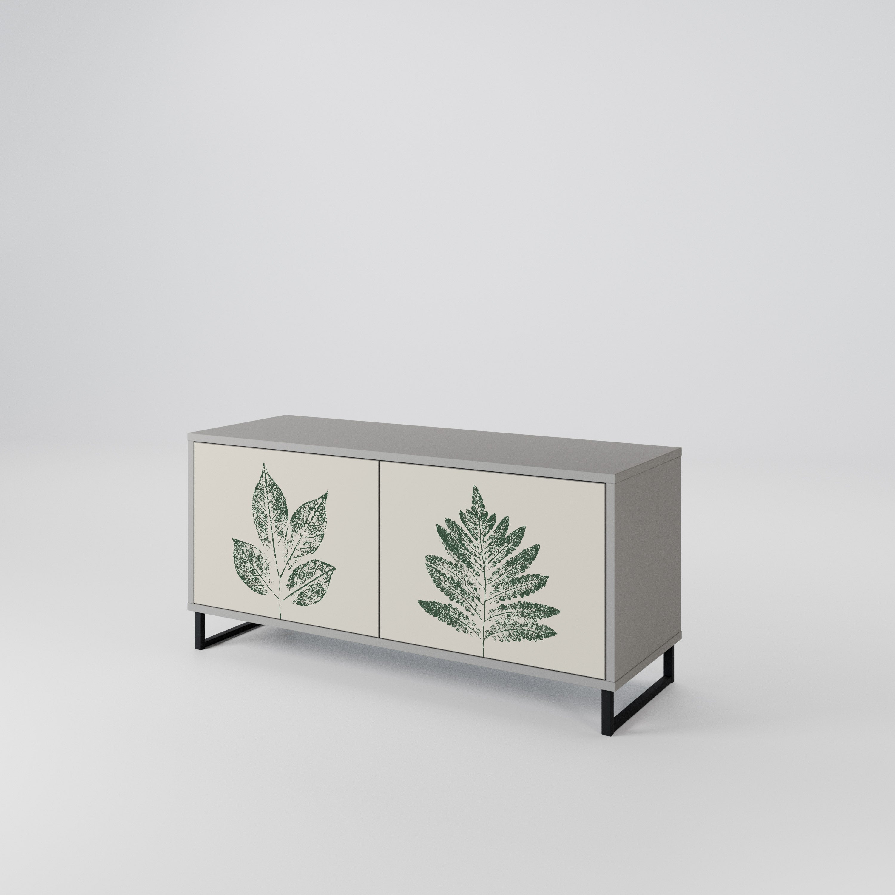GREEN LEAFY STAMPS Compact 2-Door TV Cabinet