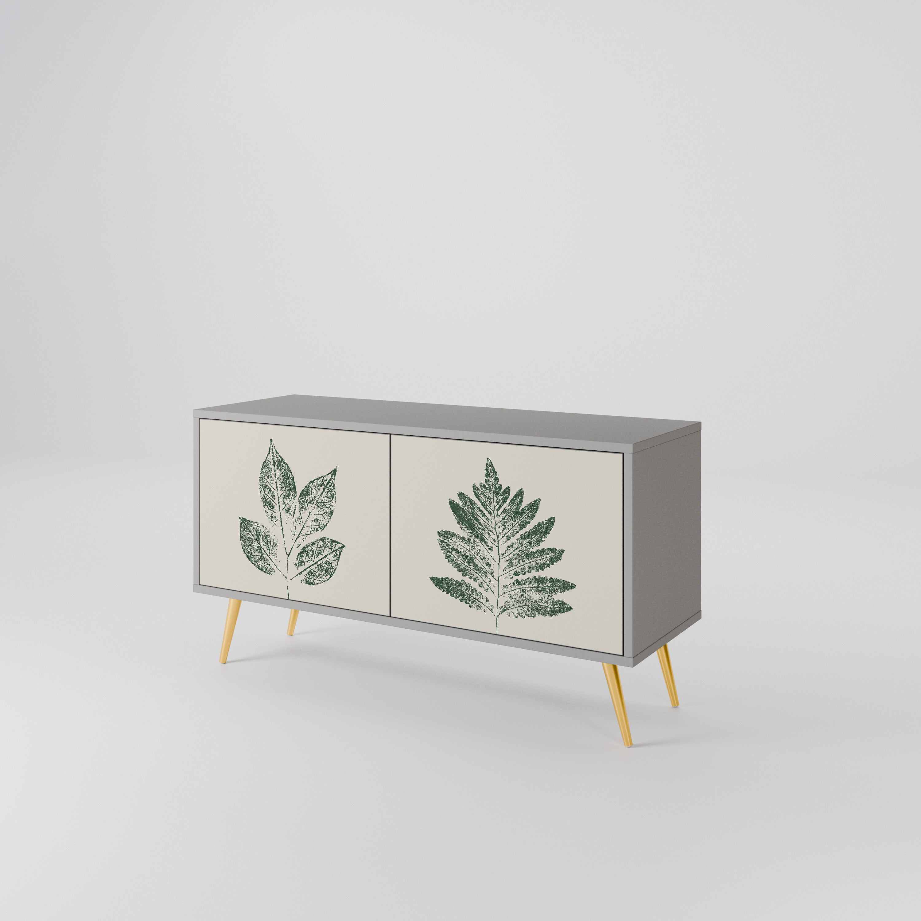 GREEN LEAFY STAMPS Compact 2-Door TV Cabinet