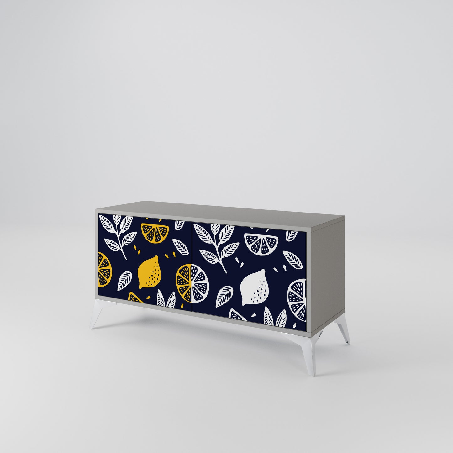 CITRUS BLACK AND WHITE Kompaktní dvoudveřový TV stolek