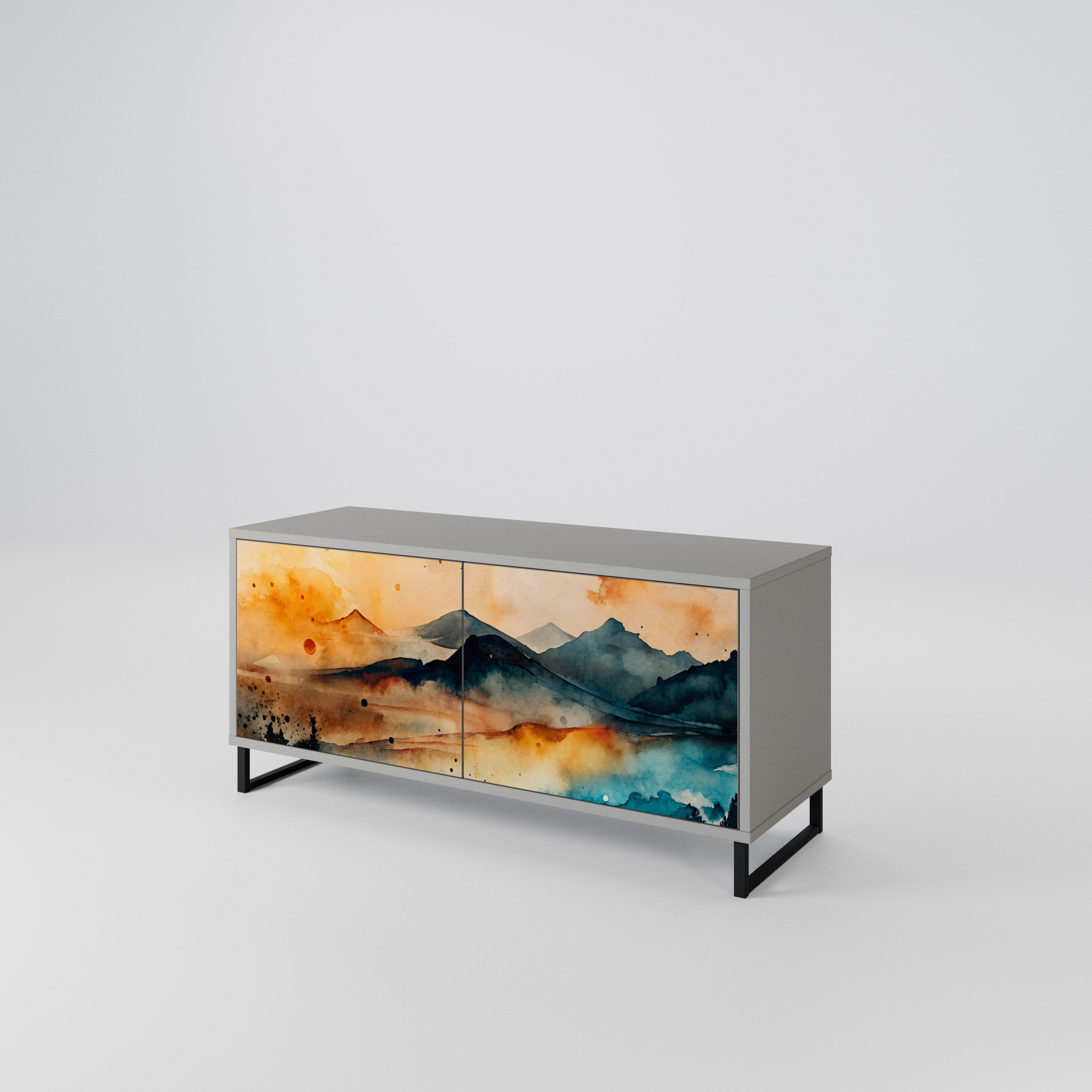 OMINOUS MOUNTAINS Compact 2-Door TV Cabinet
