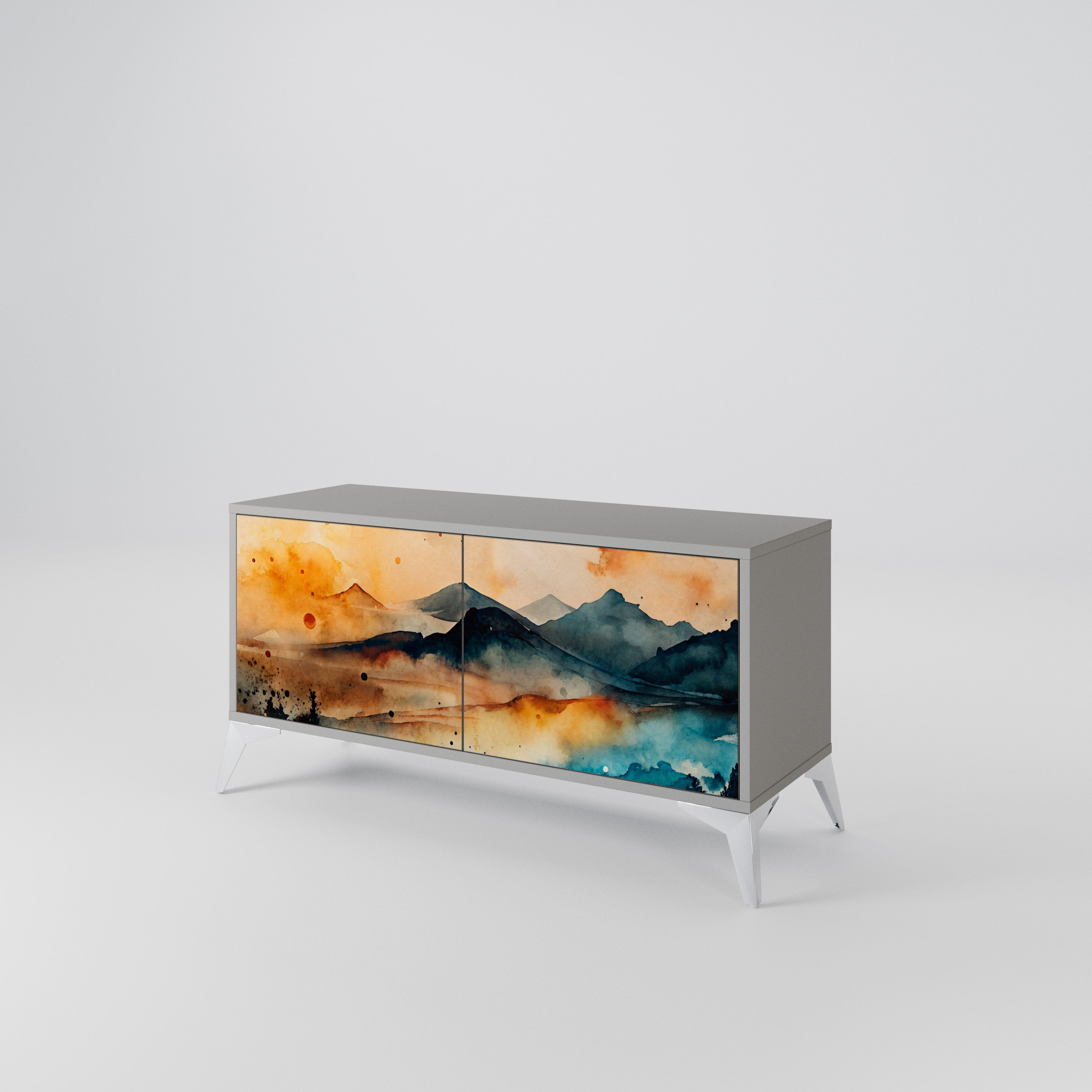 OMINOUS MOUNTAINS Compact 2-Door TV Cabinet