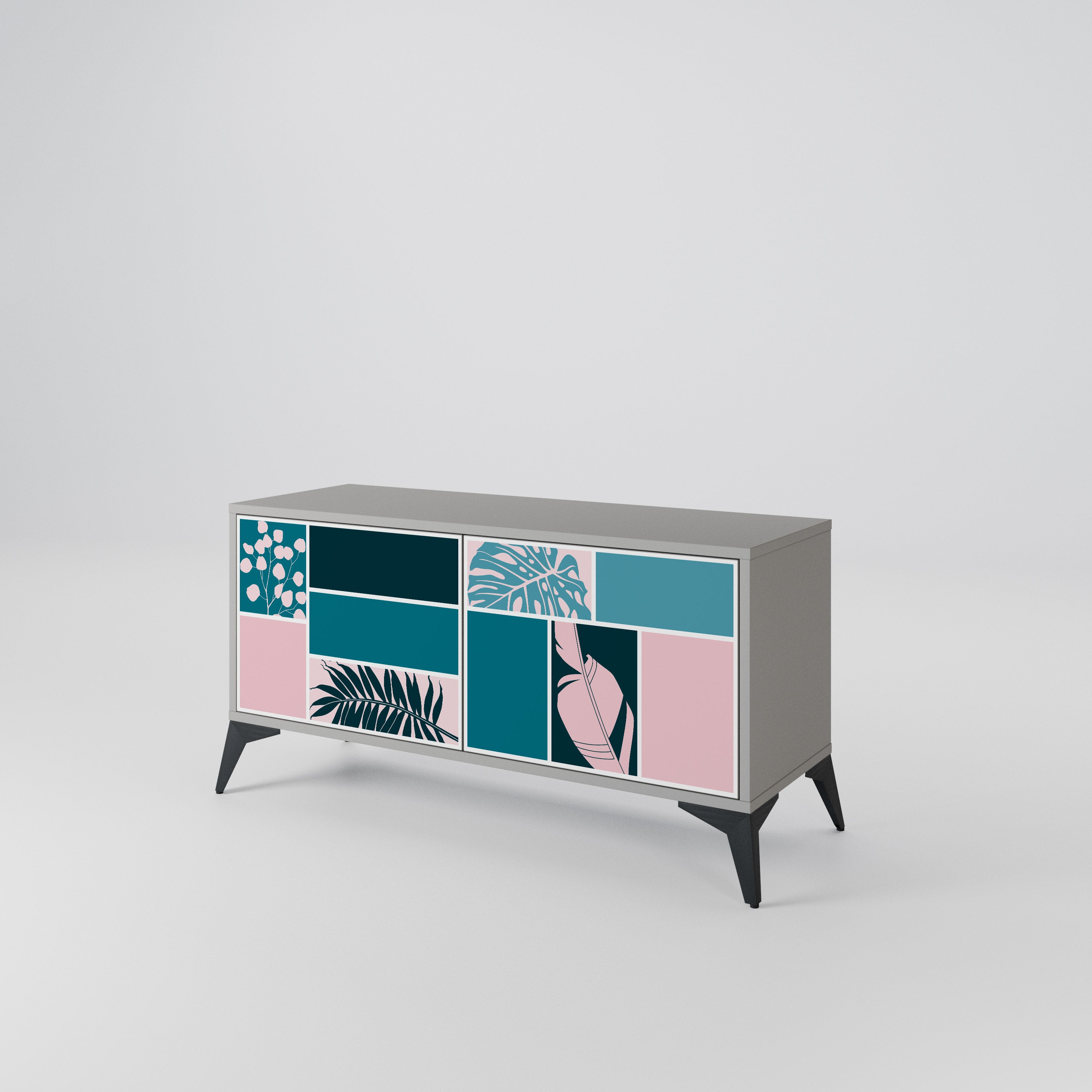 COMBINATION OF SHAPES Compact 2-Door TV Cabinet