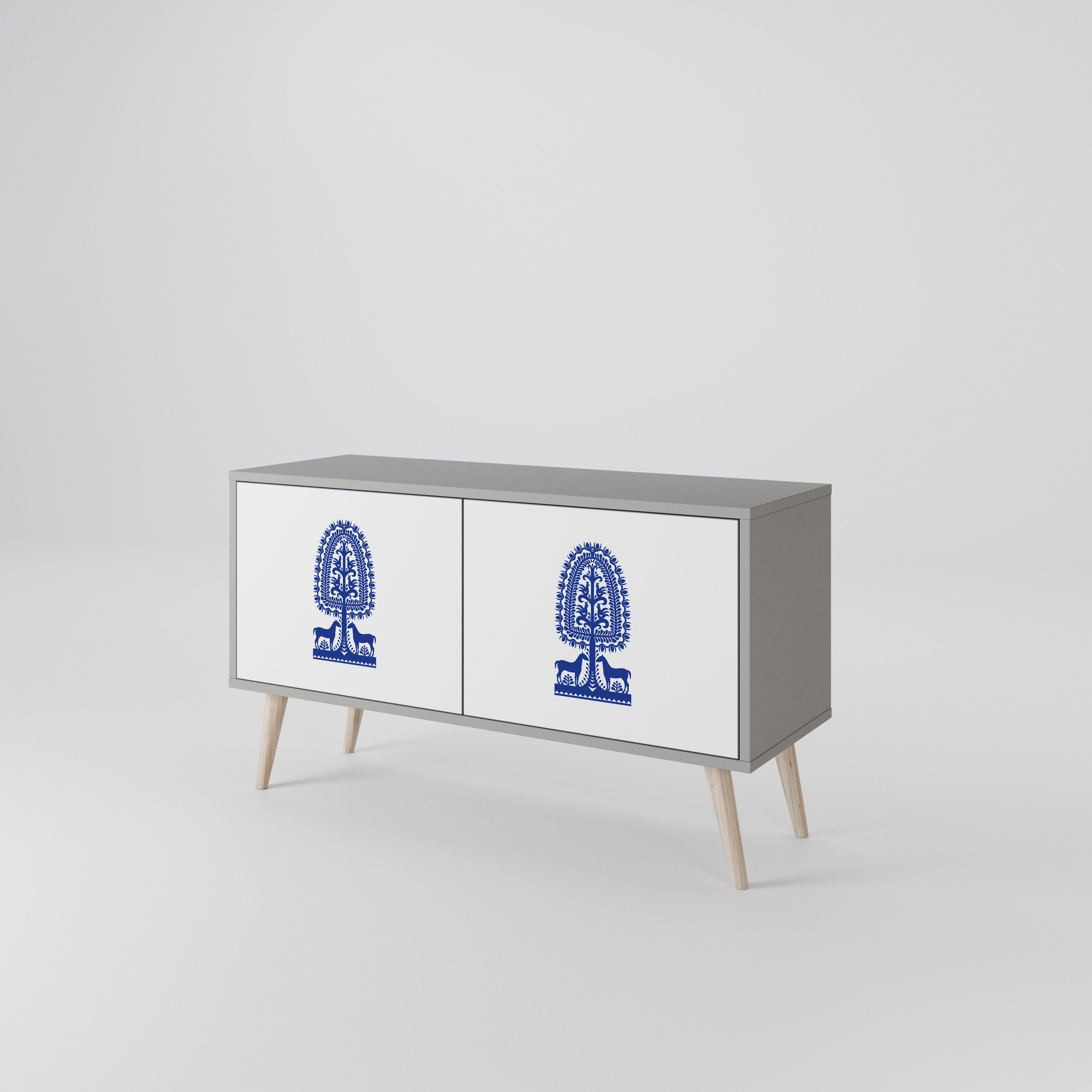 POLISH FOLK ART Compact 2-Door TV Cabinet