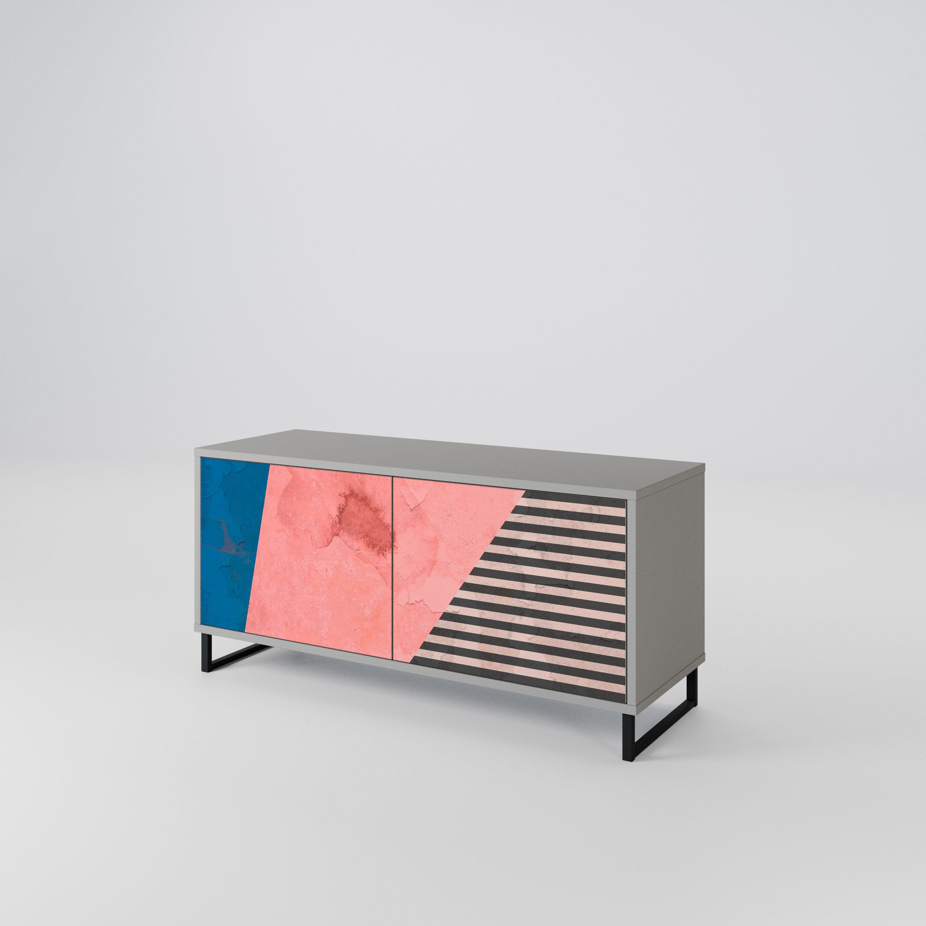 GLAMOROUS STRIPE Kompaktní dvoudveřový TV stolek