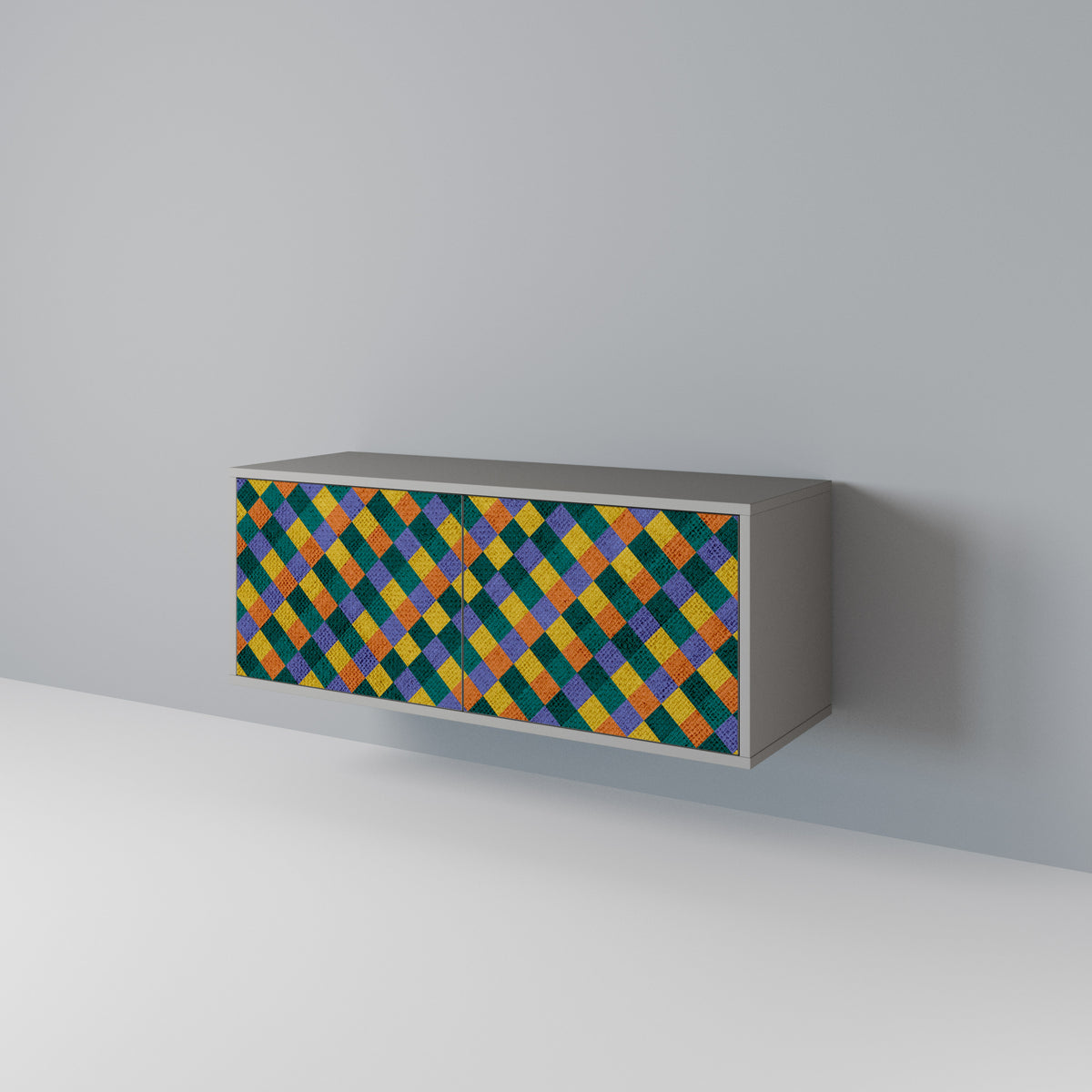 PAINTED SQUARES MIX Kompaktní dvoudveřový TV stolek