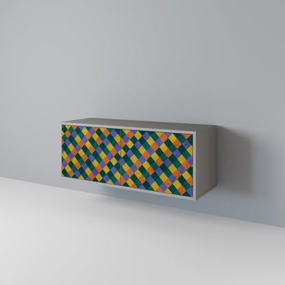PAINTED SQUARES MIX Kompaktní dvoudveřový TV stolek