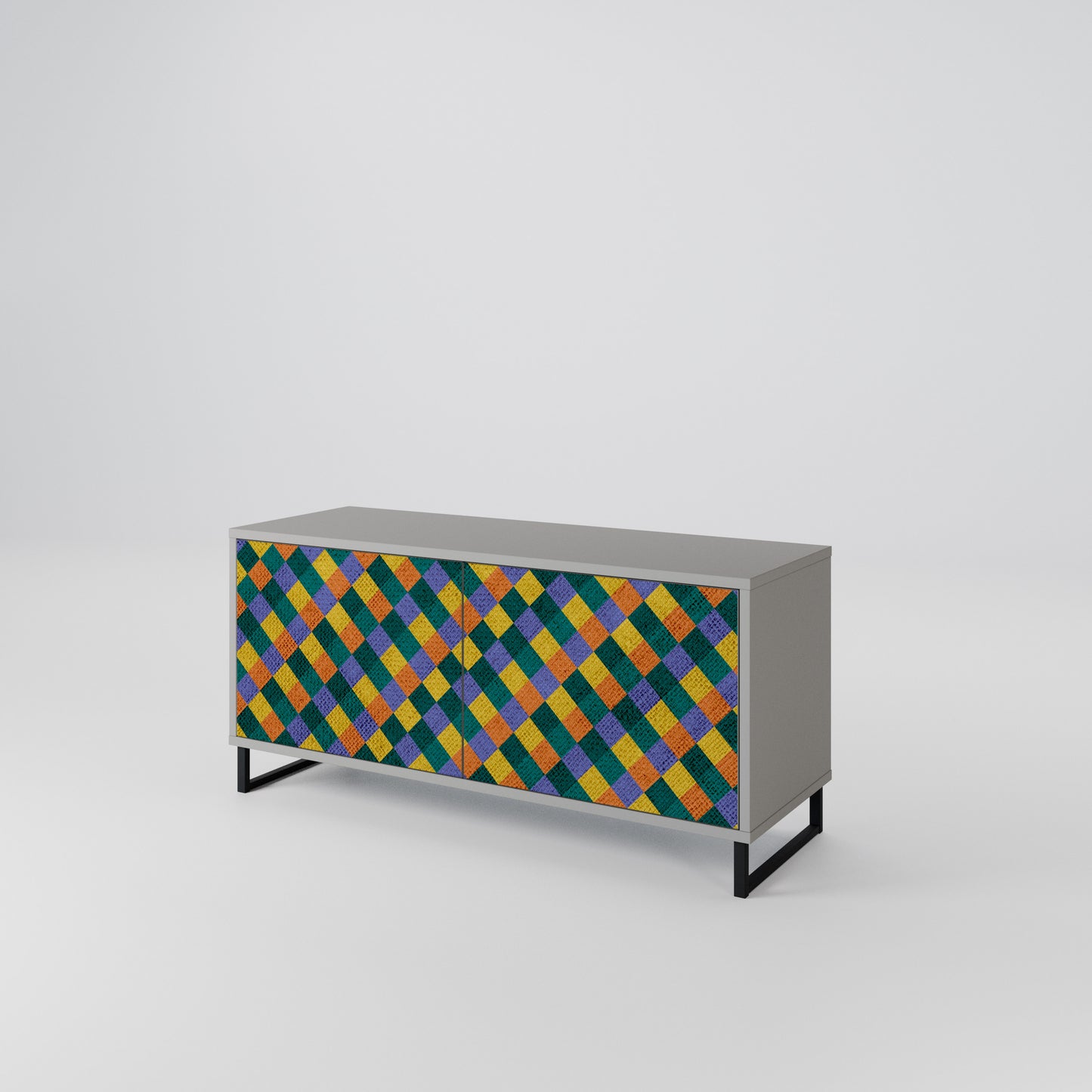 PAINTED SQUARES MIX Kompaktní dvoudveřový TV stolek