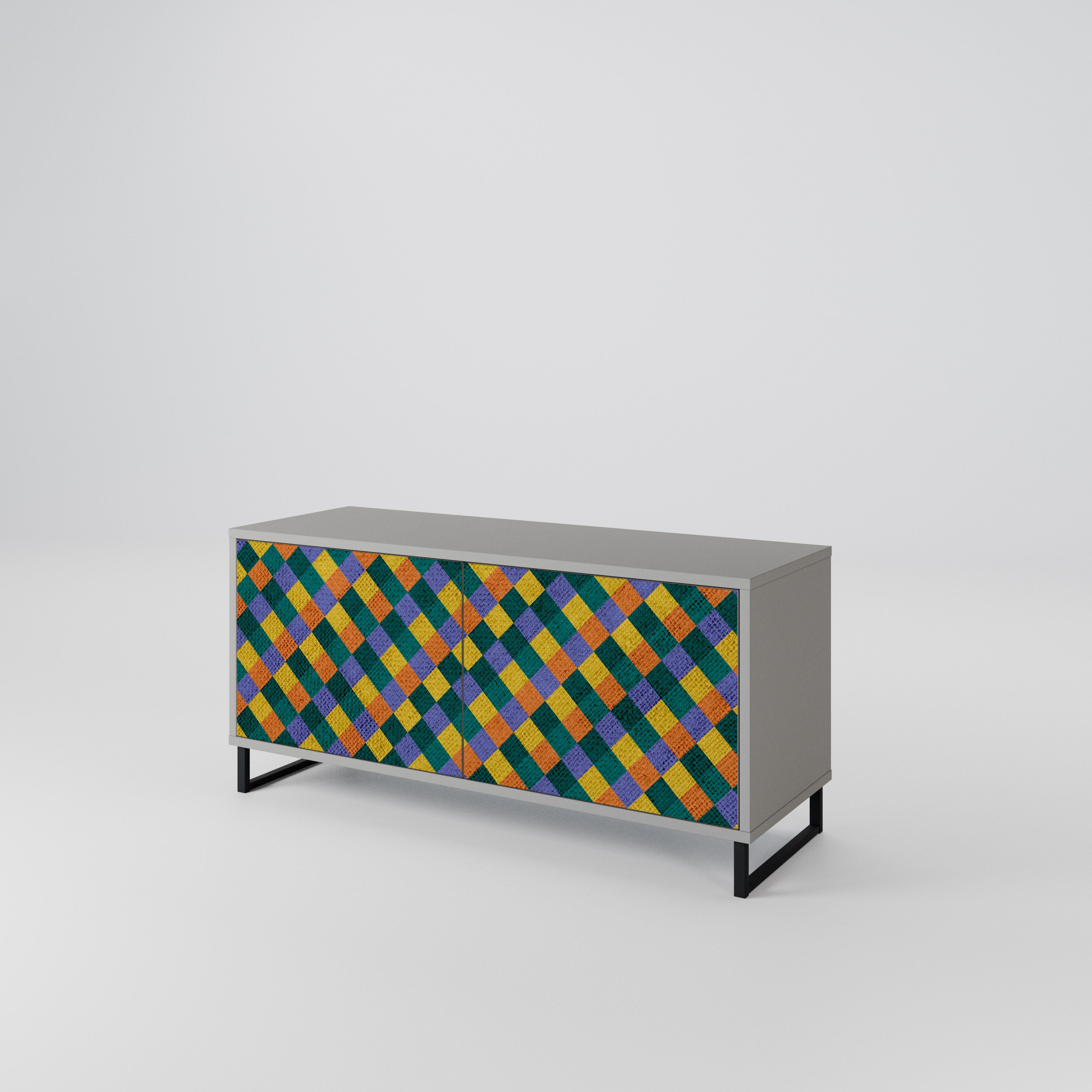 PAINTED SQUARES MIX Kompaktní dvoudveřový TV stolek