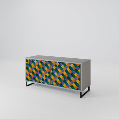 PAINTED SQUARES MIX Kompaktní dvoudveřový TV stolek
