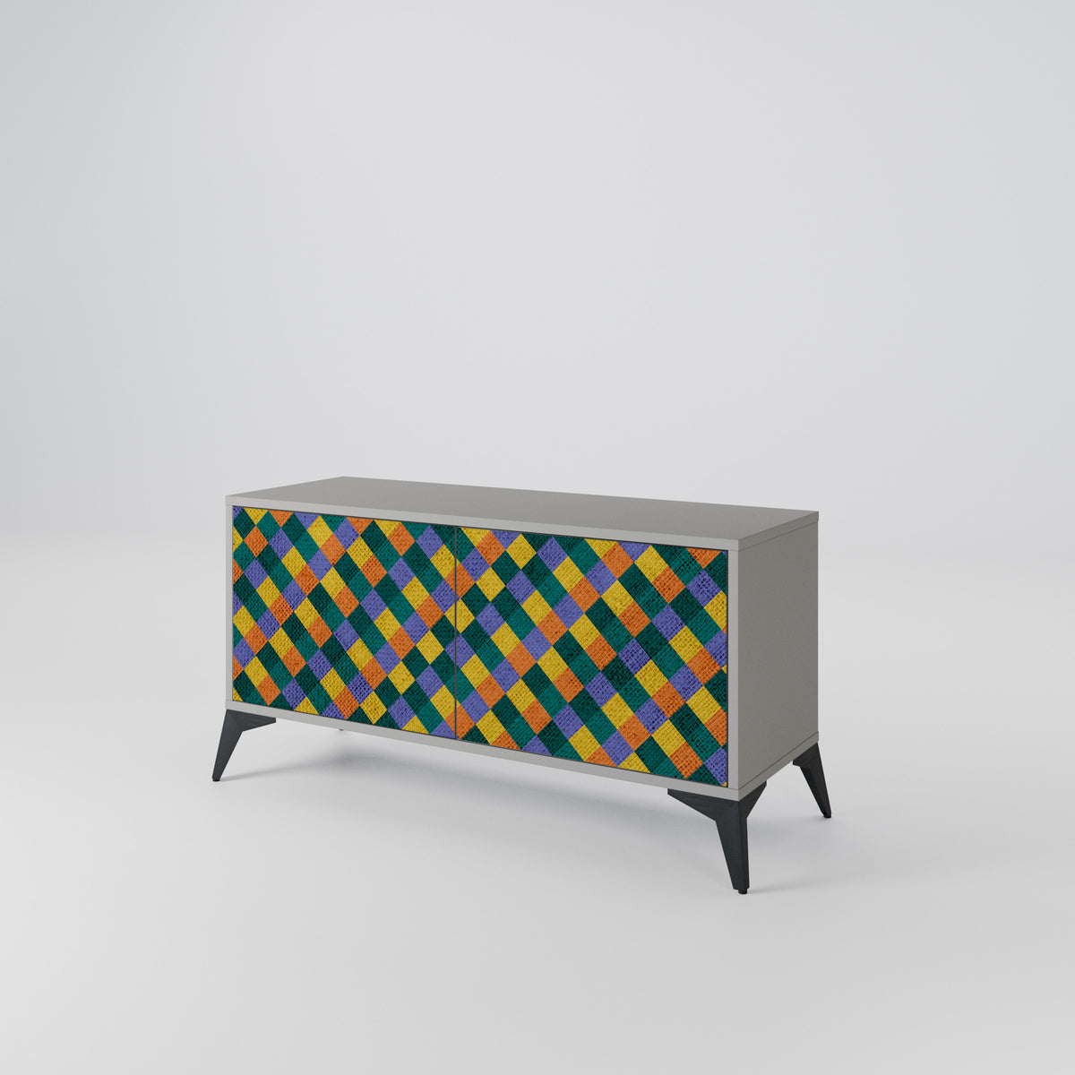 PAINTED SQUARES MIX Kompaktní dvoudveřový TV stolek