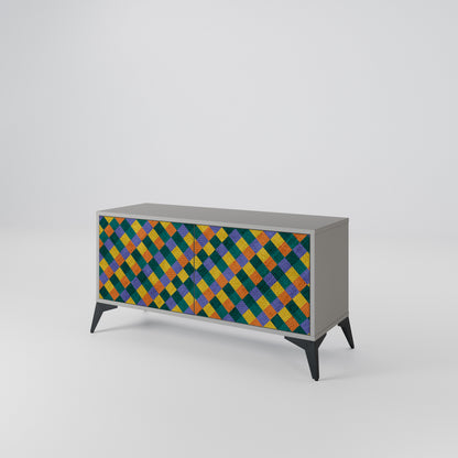 PAINTED SQUARES MIX Kompaktní dvoudveřový TV stolek