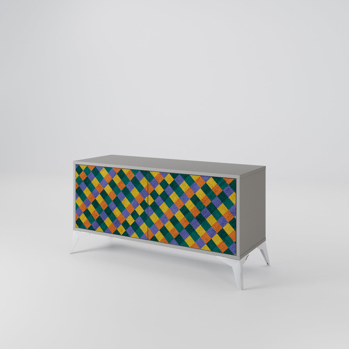 PAINTED SQUARES MIX Kompaktní dvoudveřový TV stolek
