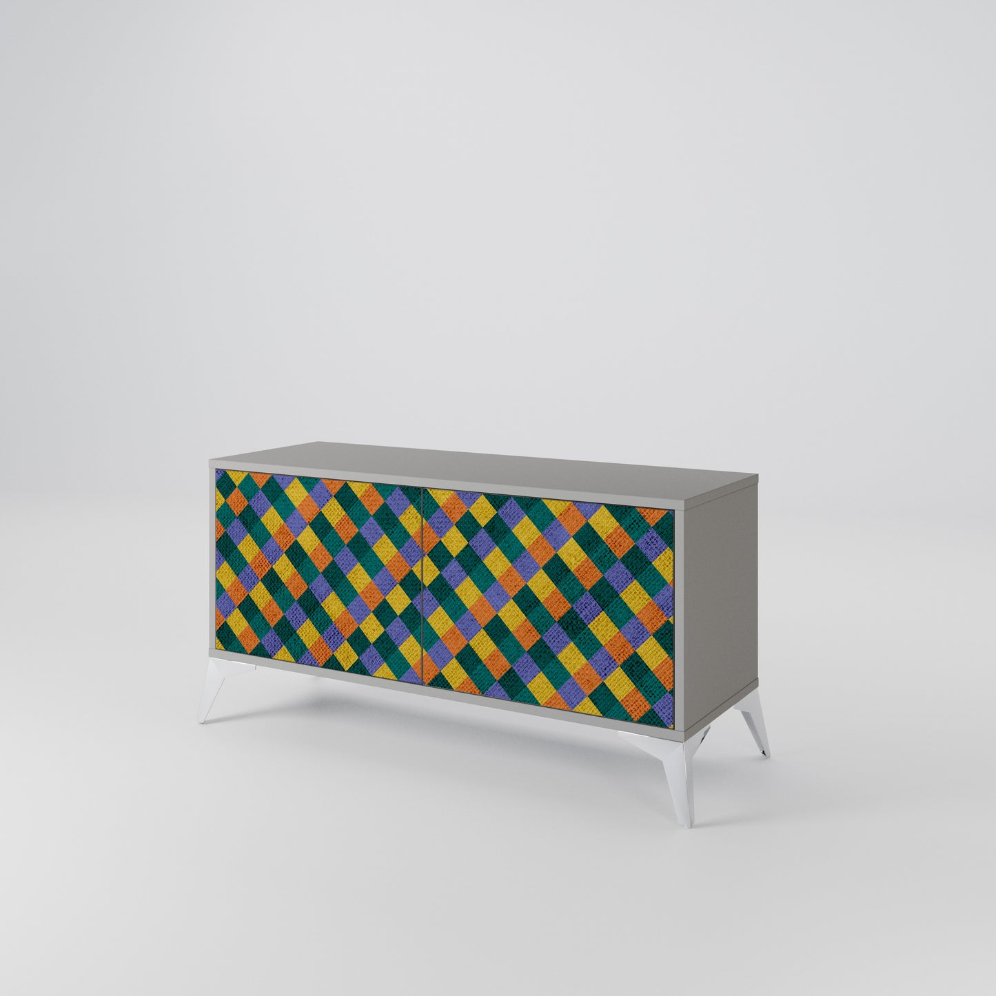 PAINTED SQUARES MIX Kompaktní dvoudveřový TV stolek