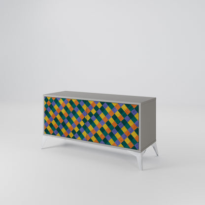 PAINTED SQUARES MIX Kompaktní dvoudveřový TV stolek