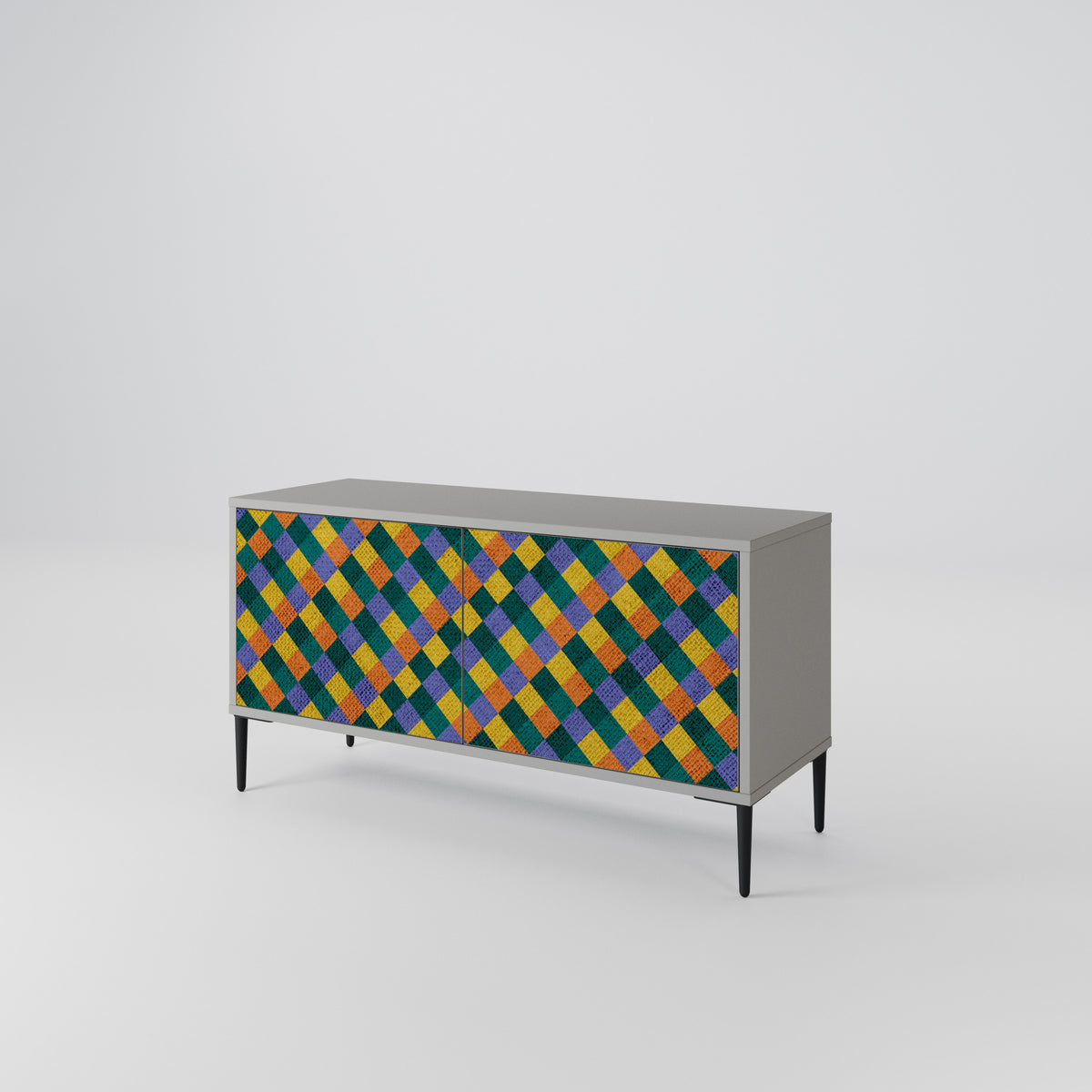 PAINTED SQUARES MIX Kompaktní dvoudveřový TV stolek
