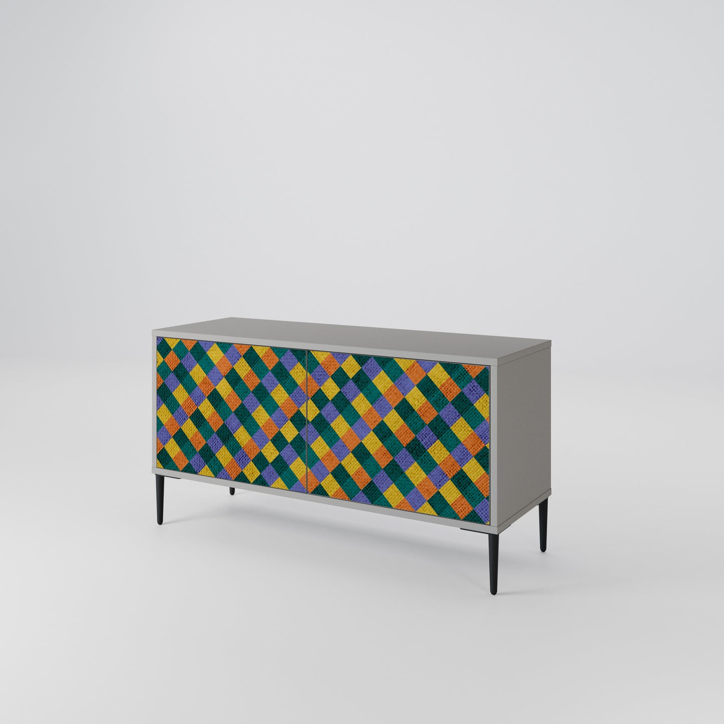PAINTED SQUARES MIX Kompaktní dvoudveřový TV stolek