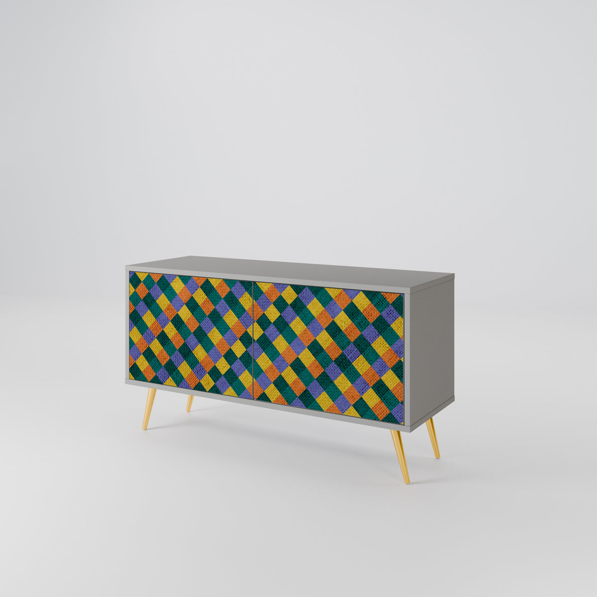 PAINTED SQUARES MIX Kompaktní dvoudveřový TV stolek
