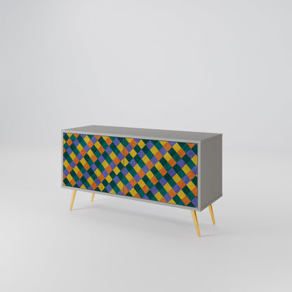 PAINTED SQUARES MIX Kompaktní dvoudveřový TV stolek