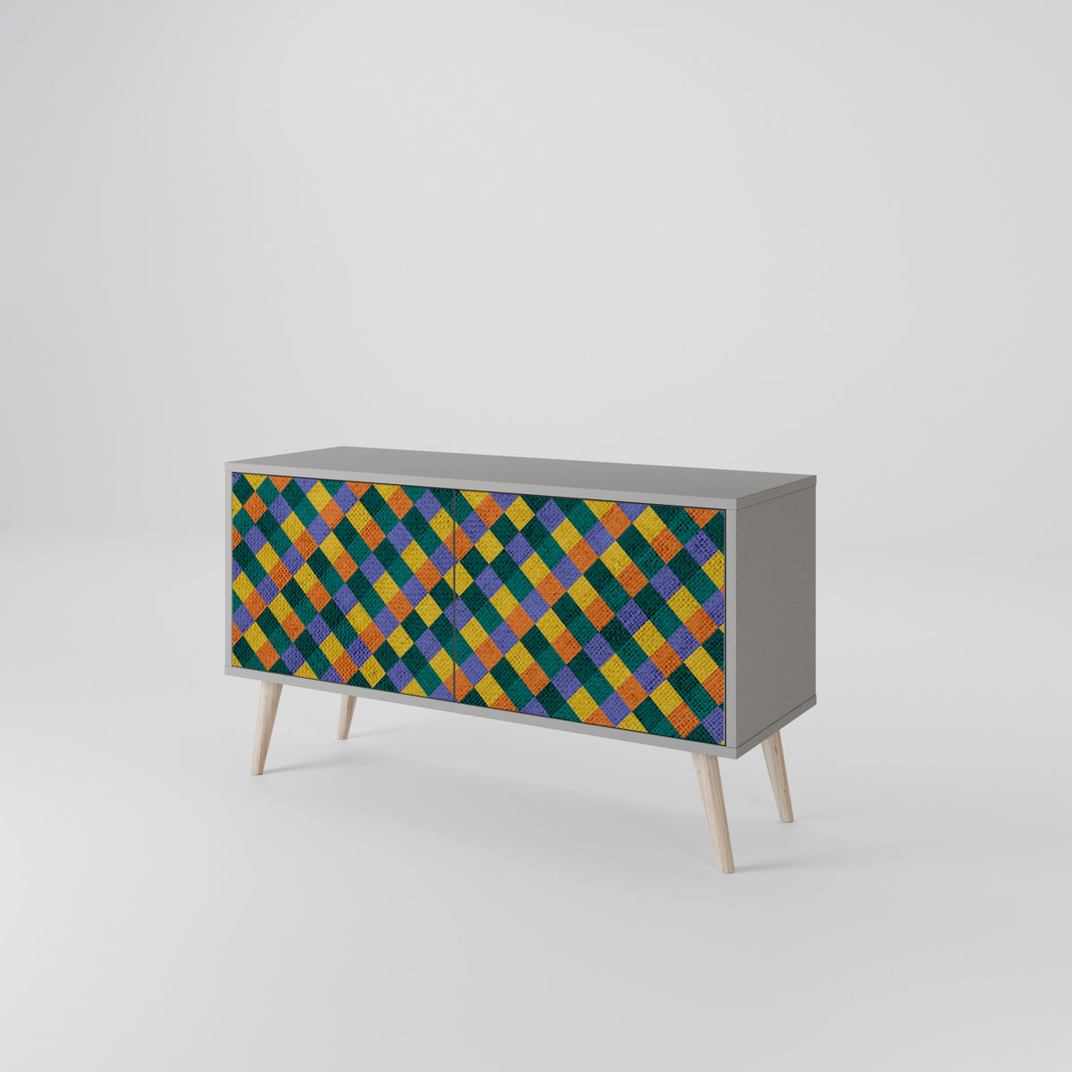 PAINTED SQUARES MIX Kompaktní dvoudveřový TV stolek