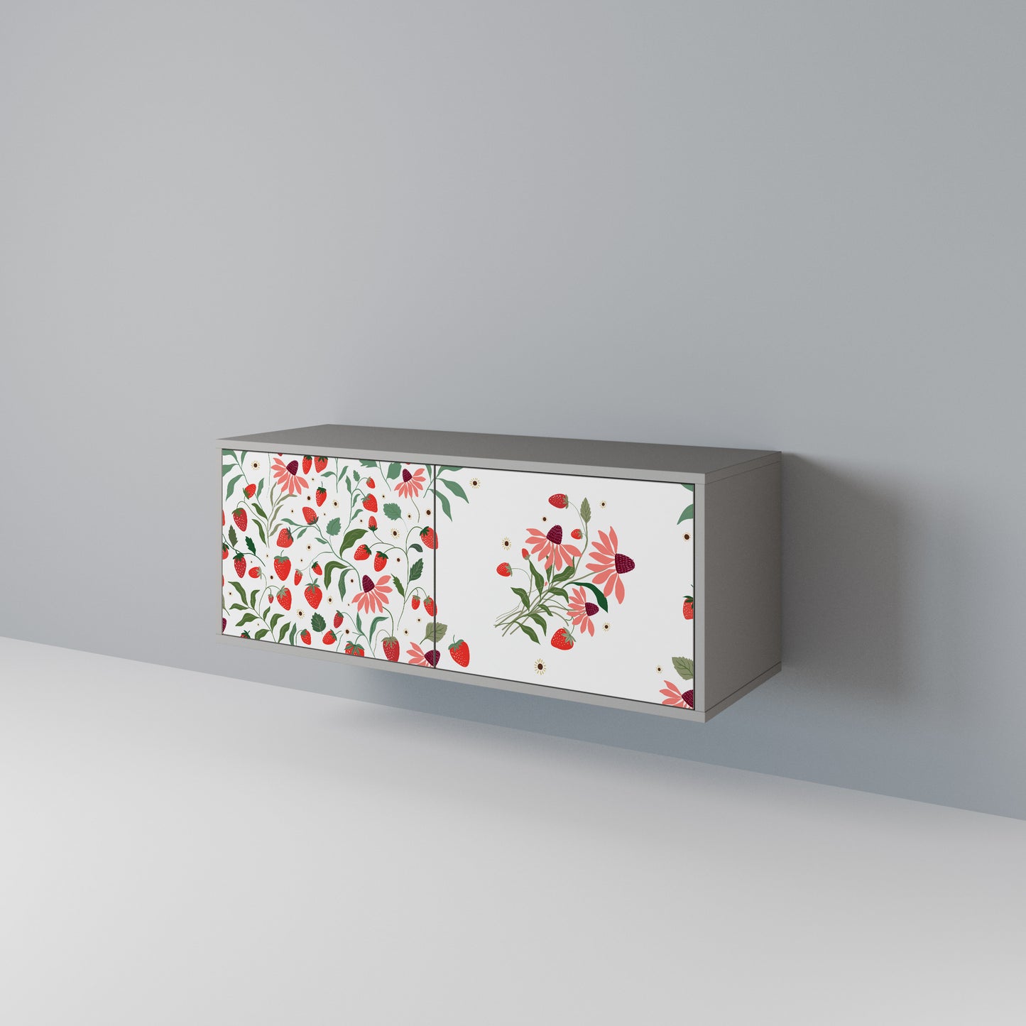 FLOWERS AND STRAWBERRIES Kompaktní dvoudveřový TV stolek