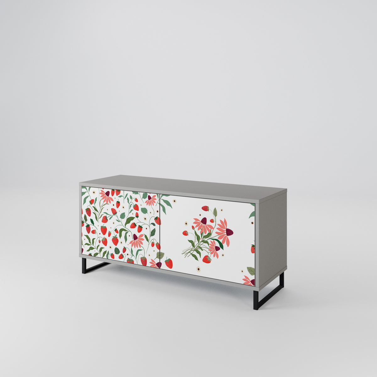 FLOWERS AND STRAWBERRIES Kompaktní dvoudveřový TV stolek