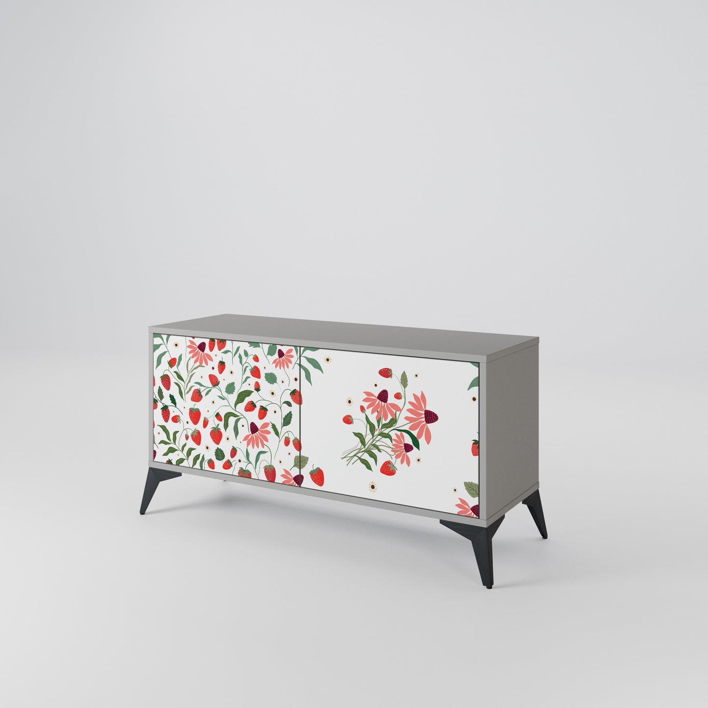 FLOWERS AND STRAWBERRIES Kompaktní dvoudveřový TV stolek