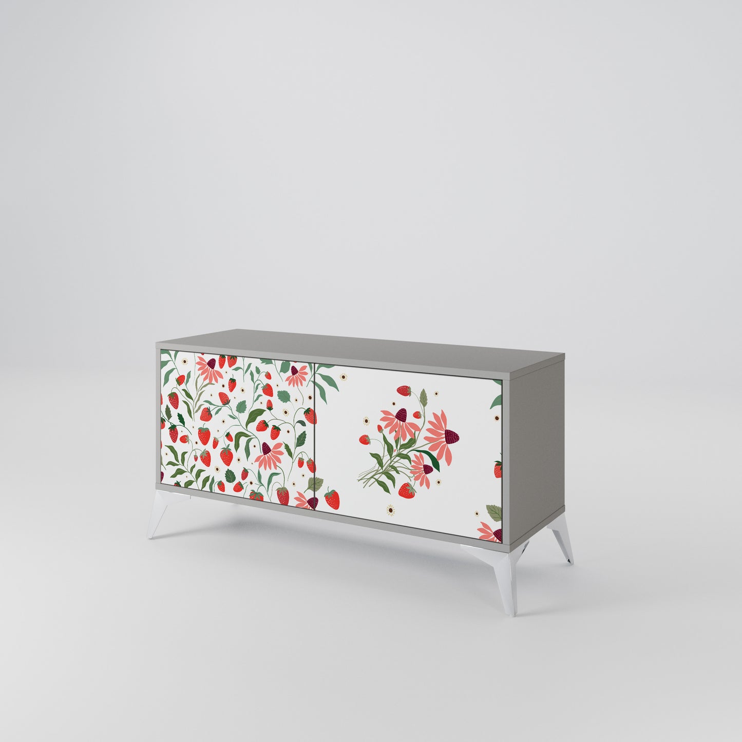 FLOWERS AND STRAWBERRIES Kompaktní dvoudveřový TV stolek