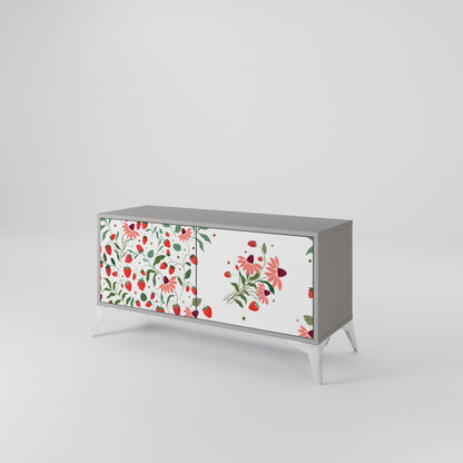 FLOWERS AND STRAWBERRIES Kompaktní dvoudveřový TV stolek