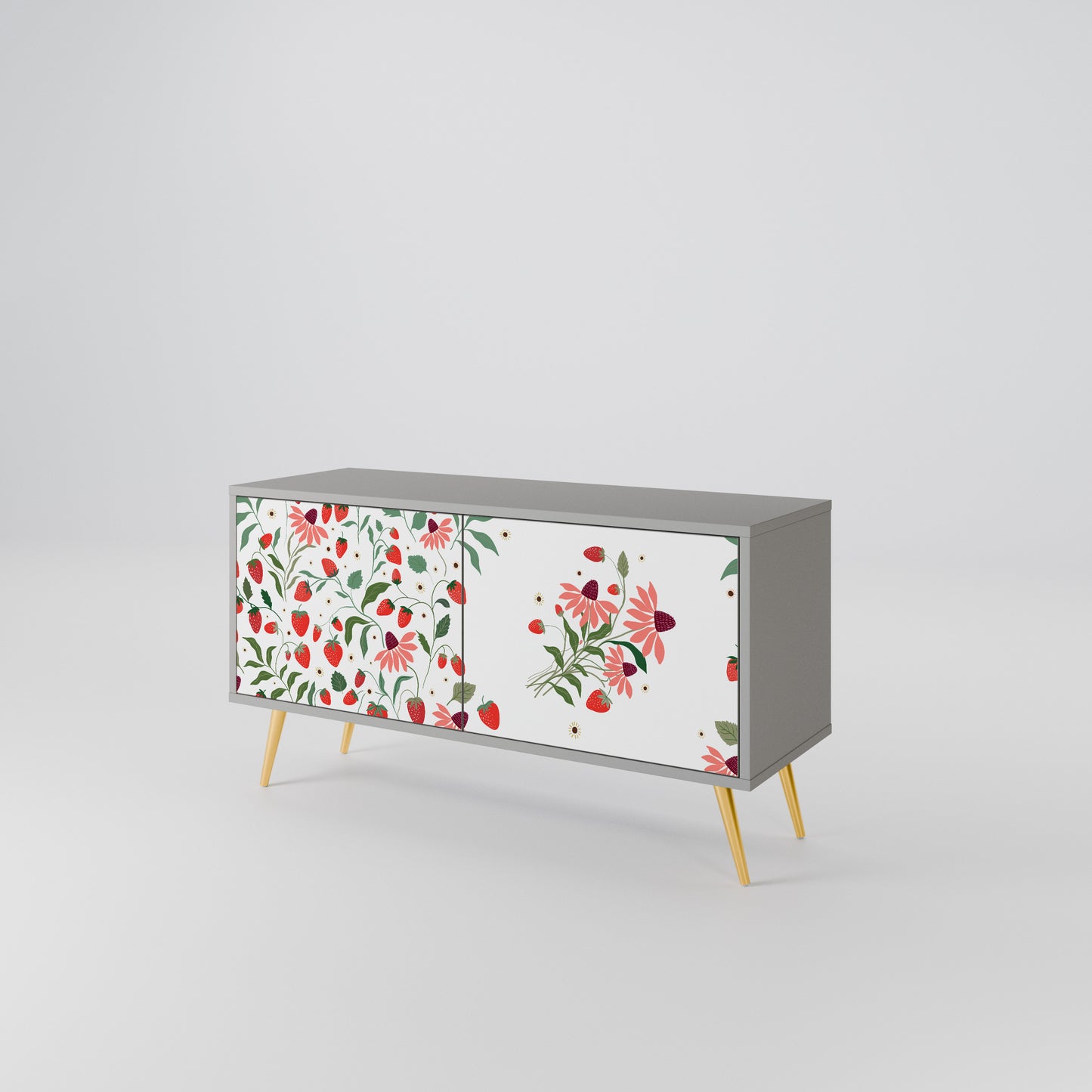 FLOWERS AND STRAWBERRIES Kompaktní dvoudveřový TV stolek