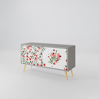 FLOWERS AND STRAWBERRIES Kompaktní dvoudveřový TV stolek