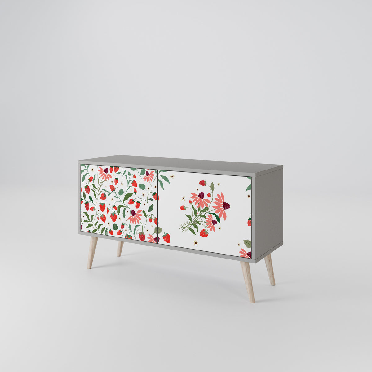 FLOWERS AND STRAWBERRIES Kompaktní dvoudveřový TV stolek