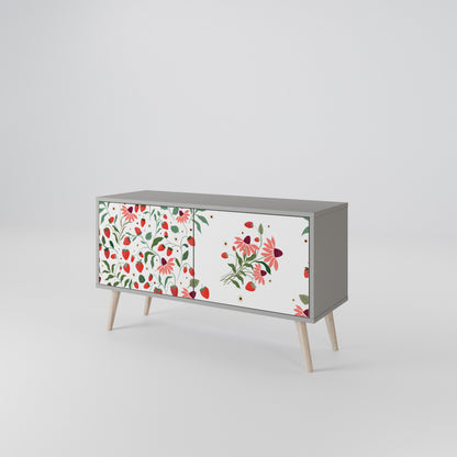FLOWERS AND STRAWBERRIES Kompaktní dvoudveřový TV stolek