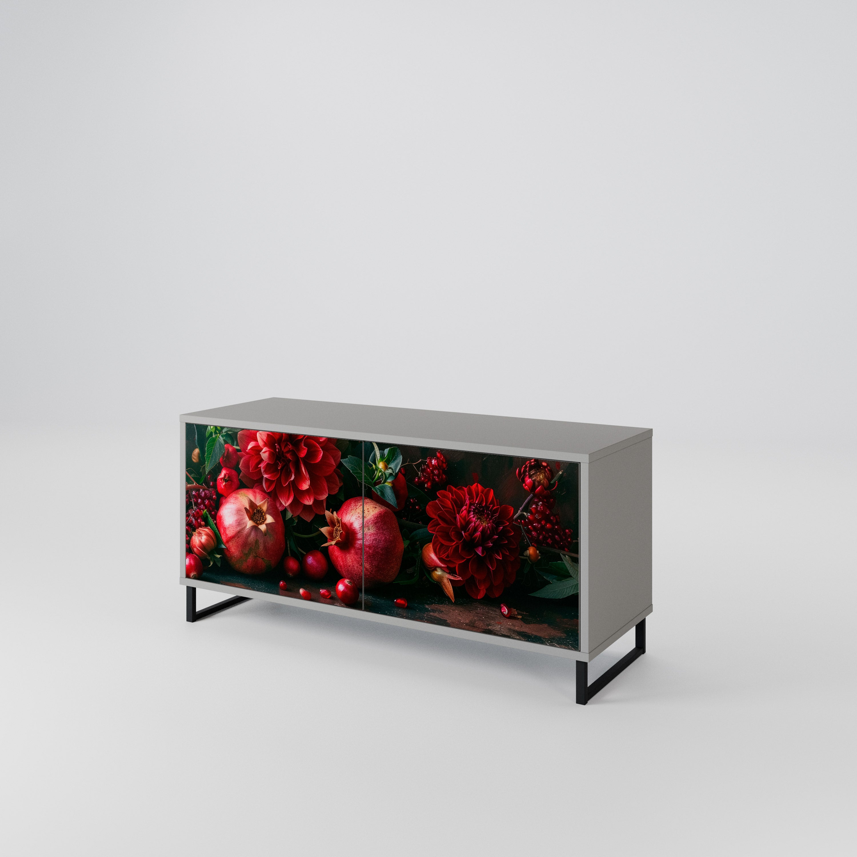 DAHLIAS AND POMEGRANATES Compact 2-Door TV Cabinet