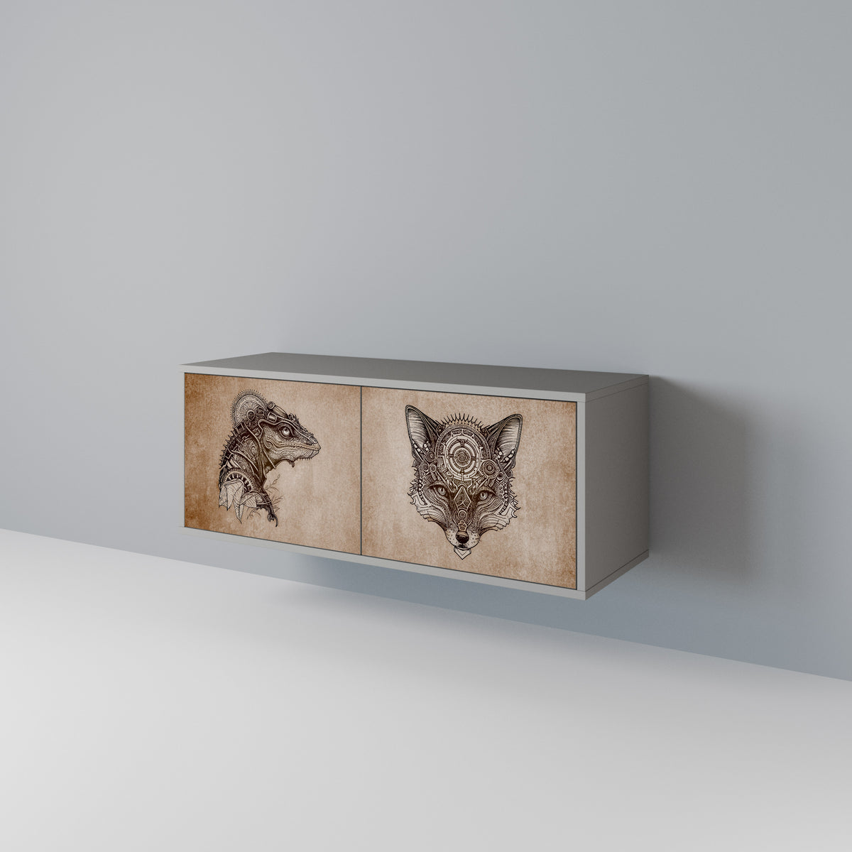 STEAMPUNK CLAN Kompaktní dvoudveřový TV stolek