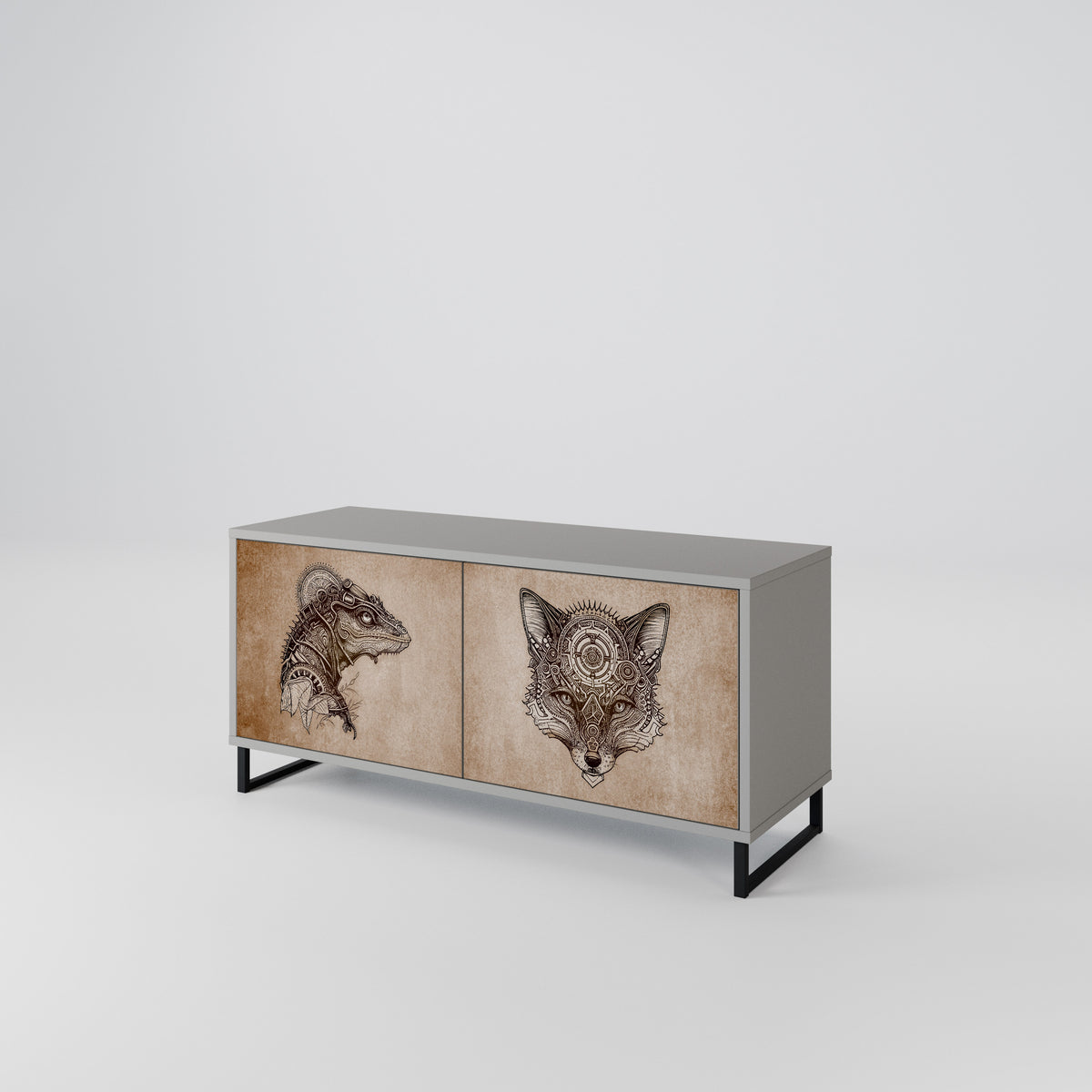 STEAMPUNK CLAN Kompaktní dvoudveřový TV stolek