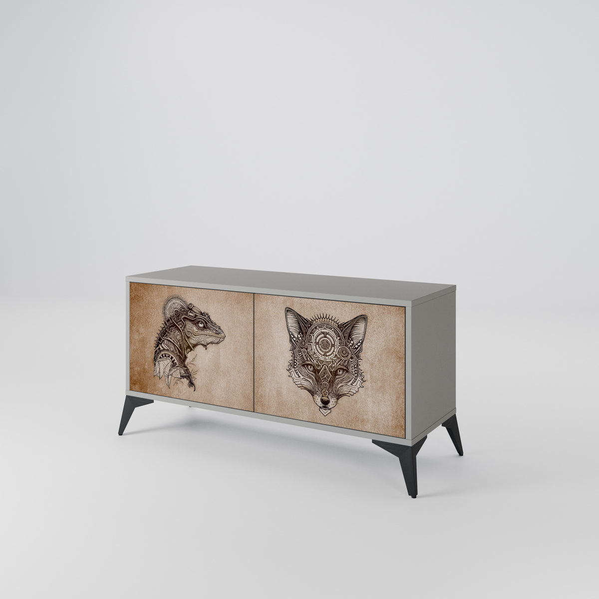 STEAMPUNK CLAN Kompaktní dvoudveřový TV stolek