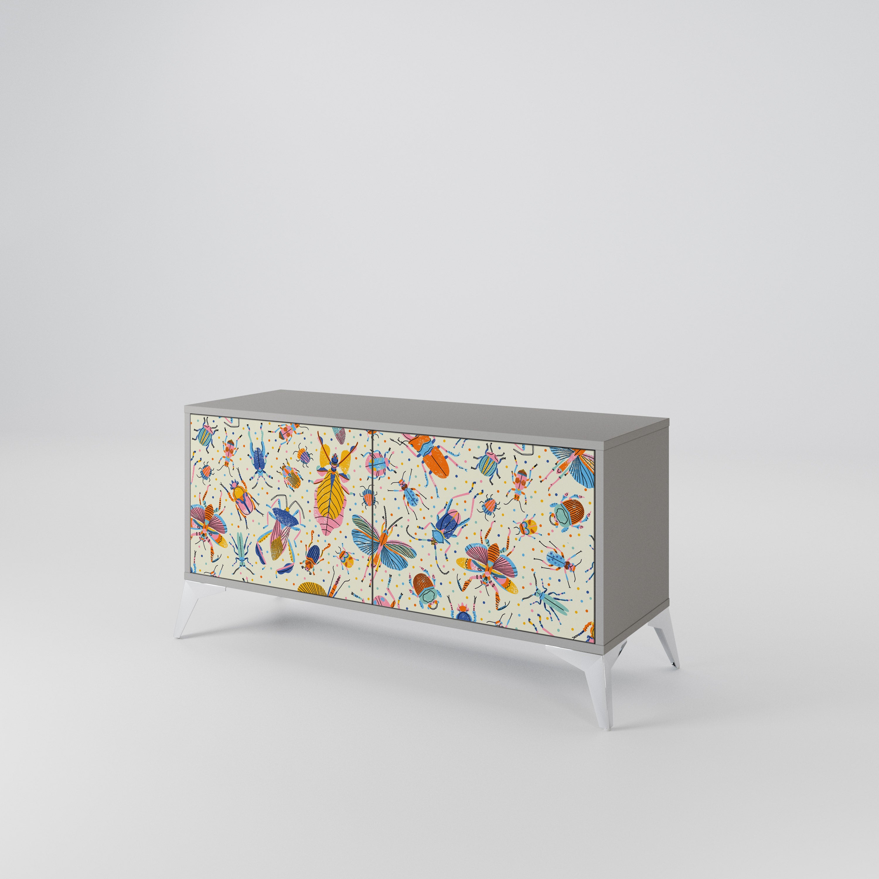 COLORFUL INSECTS Compact 2-Door TV Cabinet
