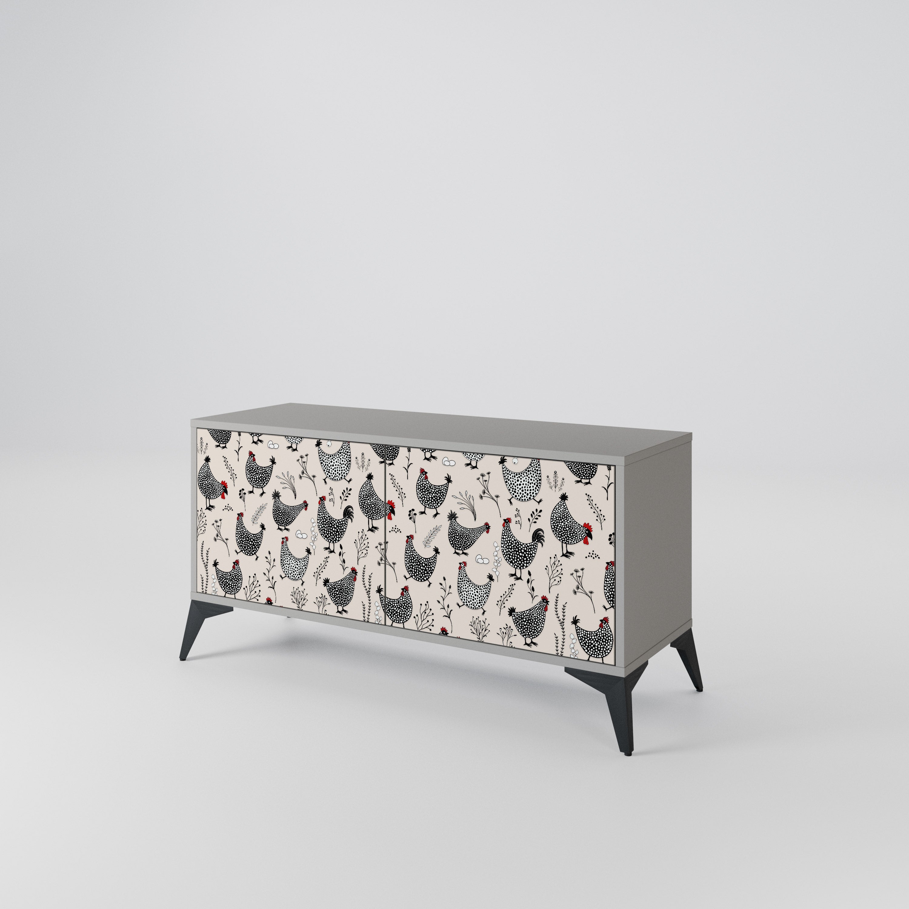 HAPPY HENS Compact 2-Door TV Cabinet