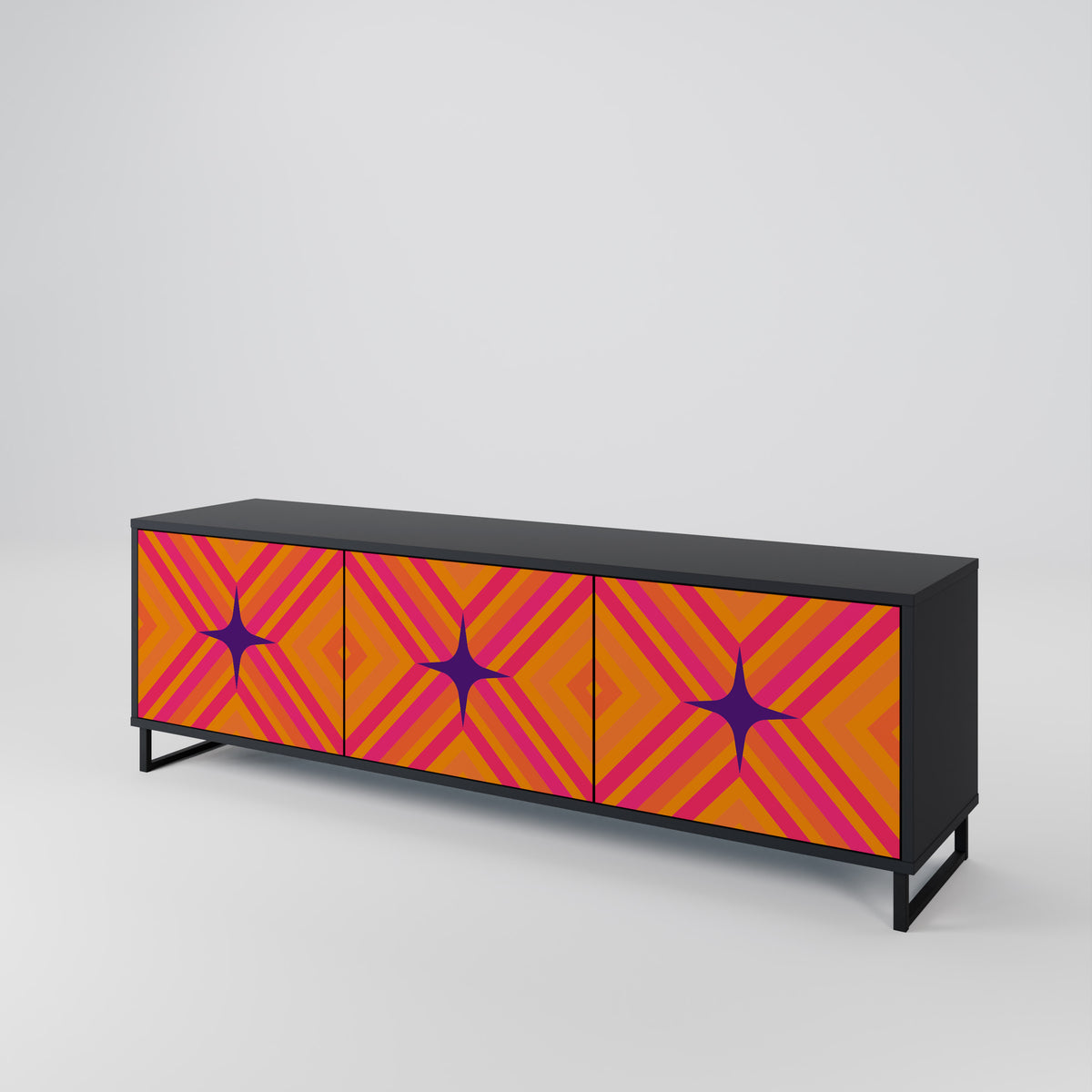 GEOMETRIC BRILLIANCE Třídveřový TV stolek