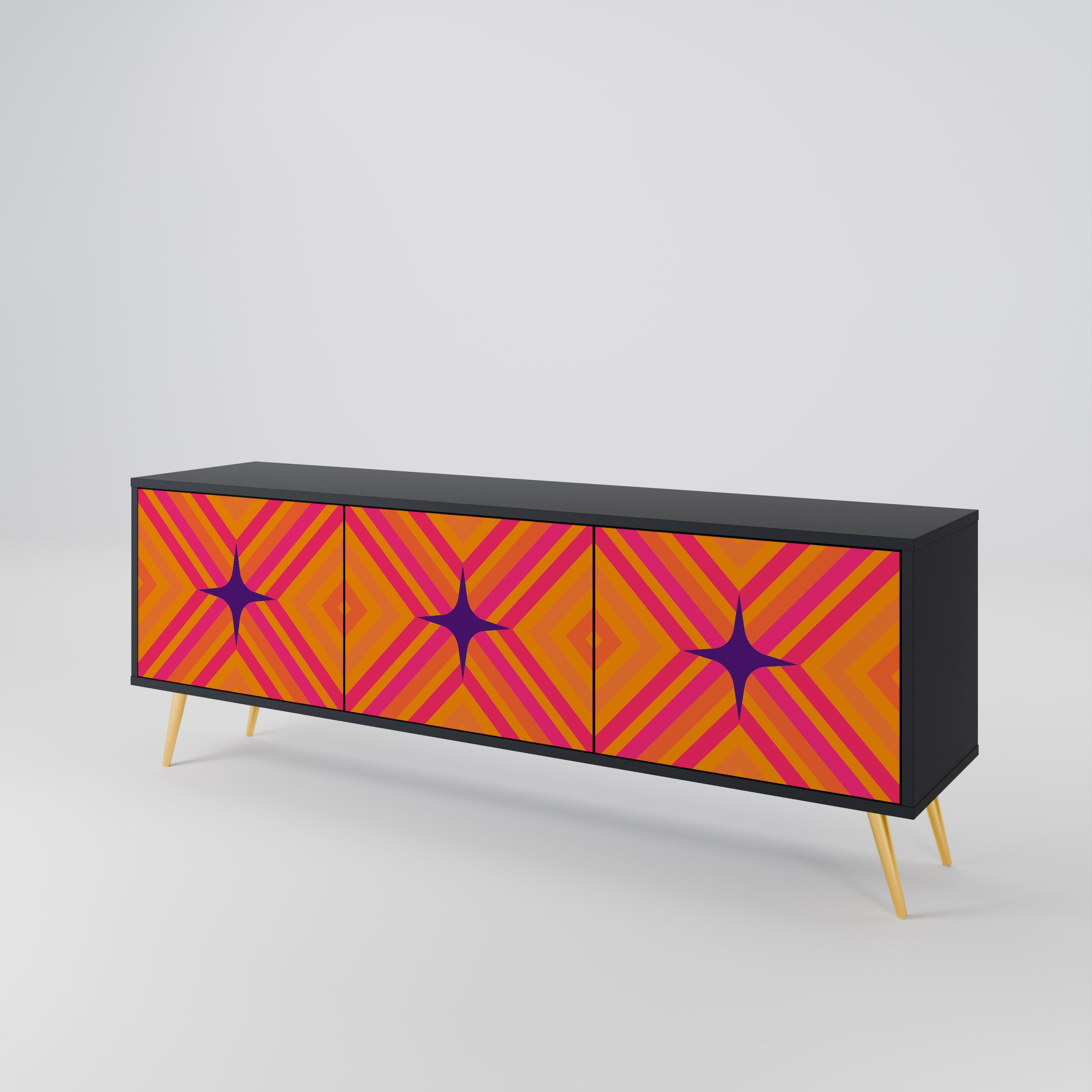GEOMETRIC BRILLIANCE Třídveřový TV stolek