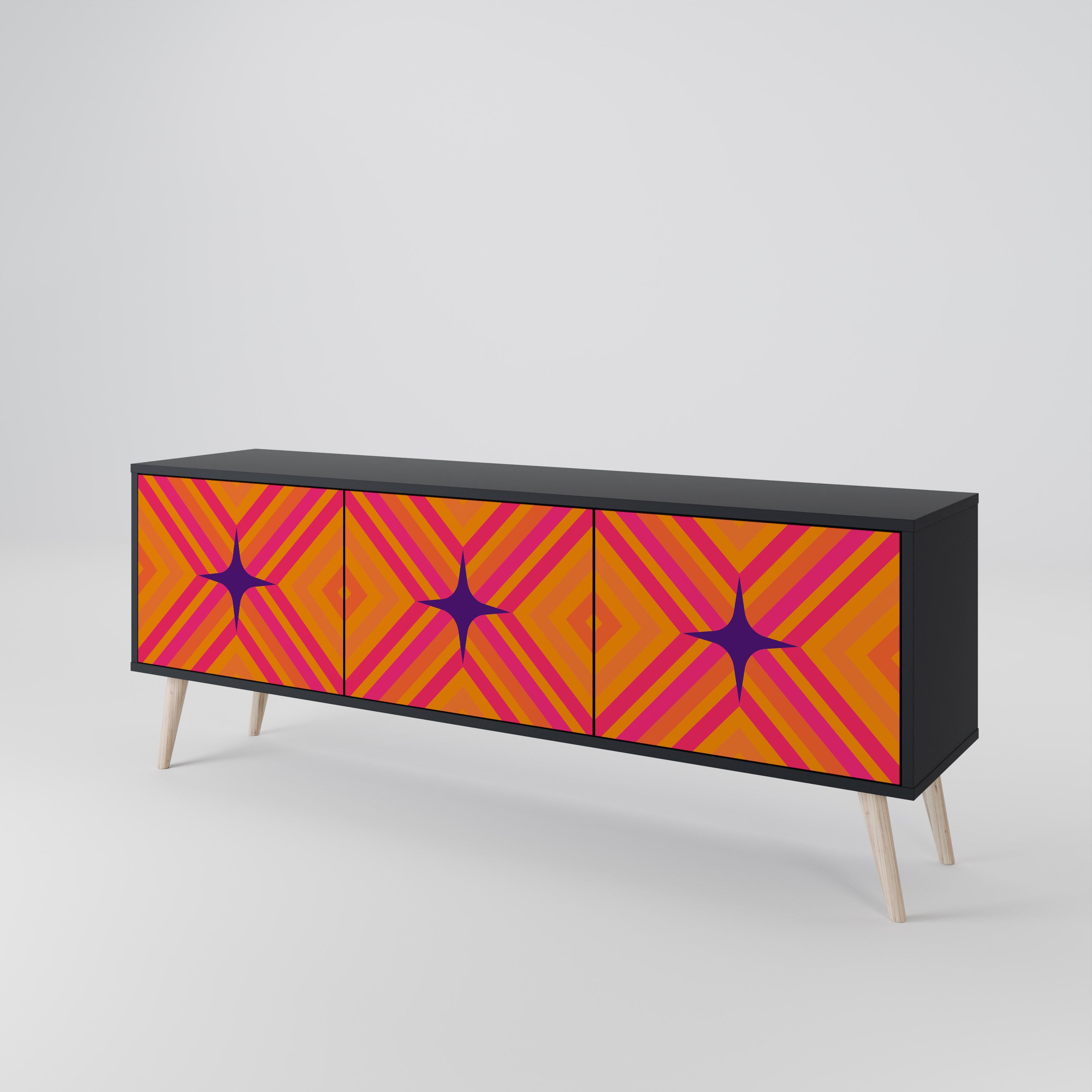 GEOMETRIC BRILLIANCE Třídveřový TV stolek