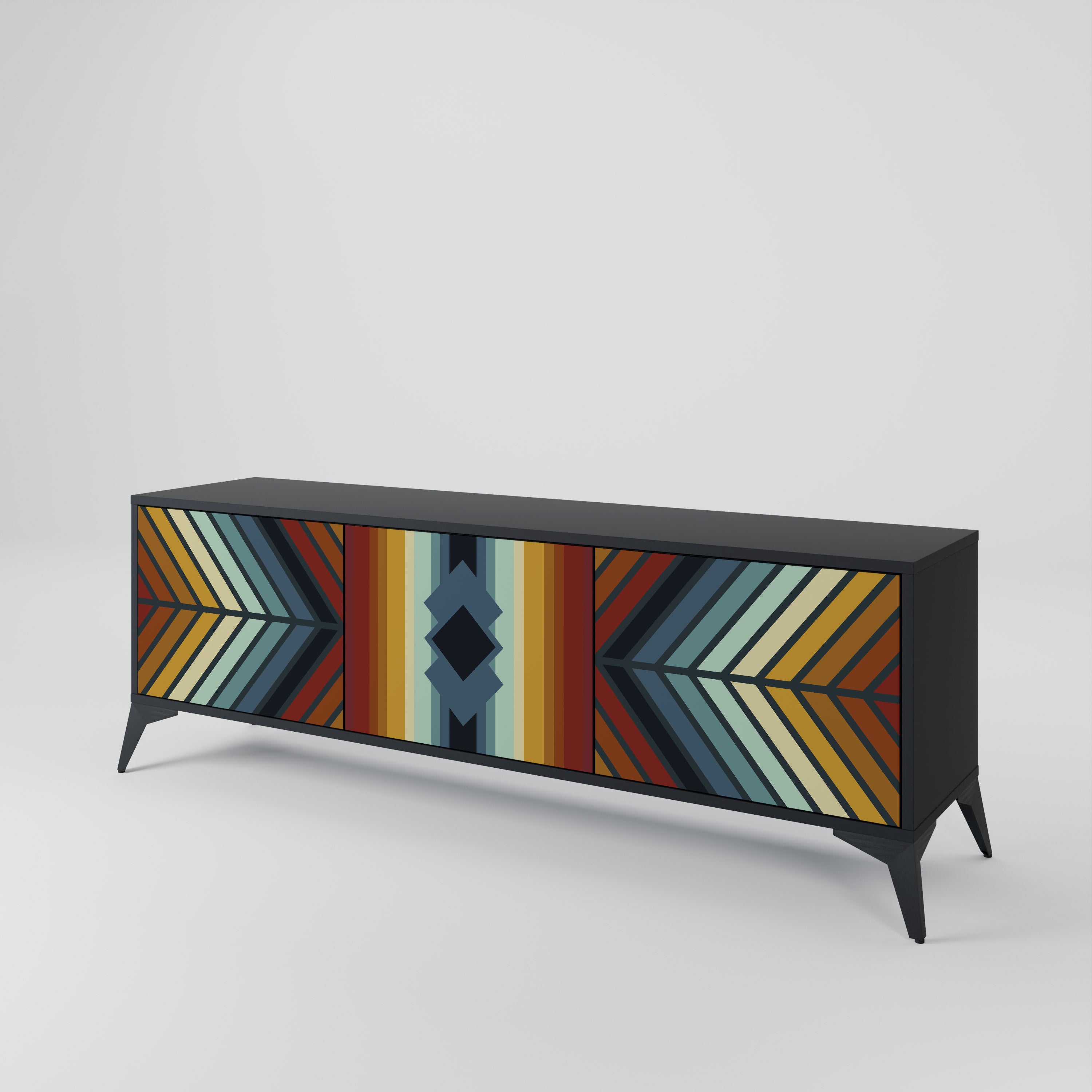 INDIGENOUS ZIGZAG Třídveřový TV stolek