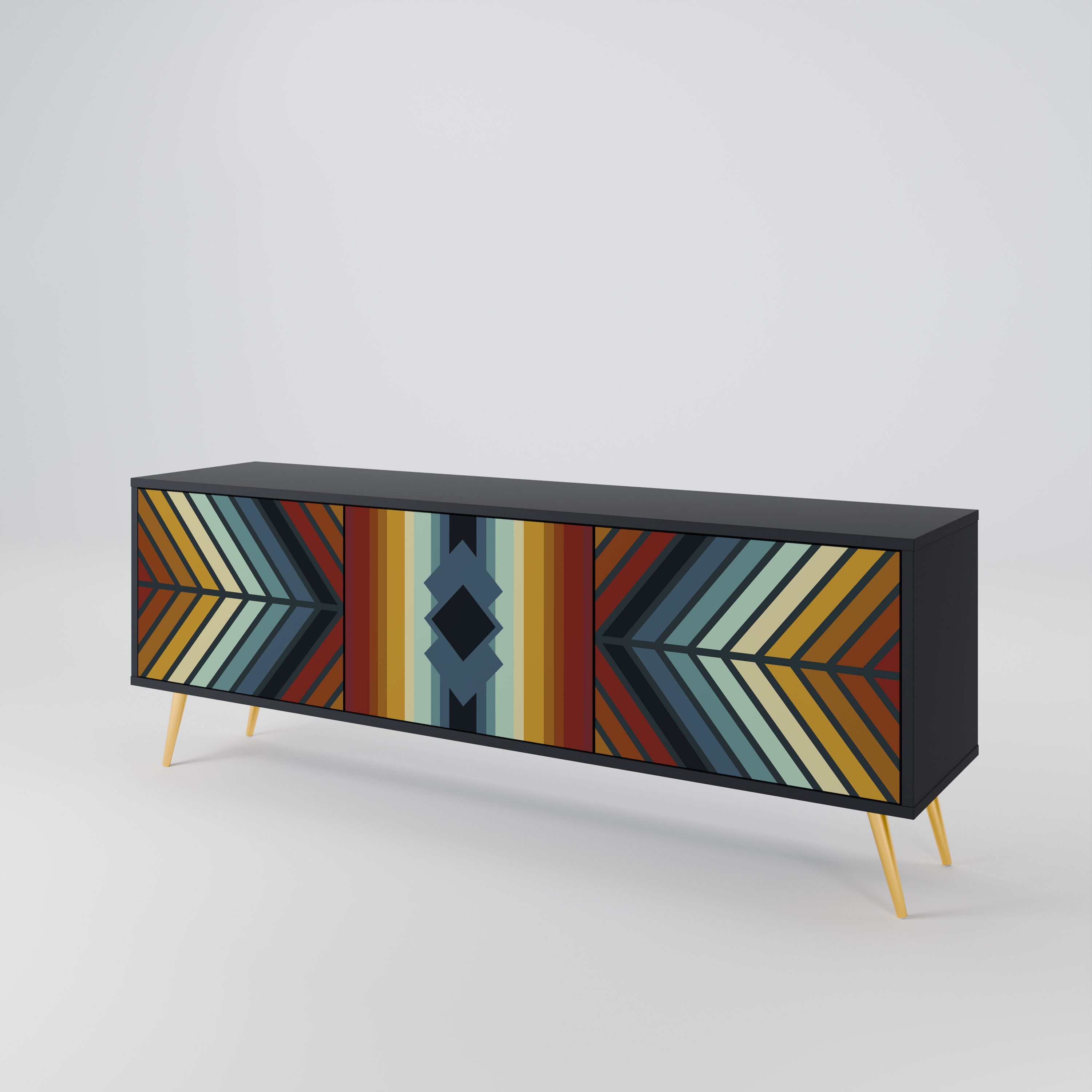 INDIGENOUS ZIGZAG Třídveřový TV stolek