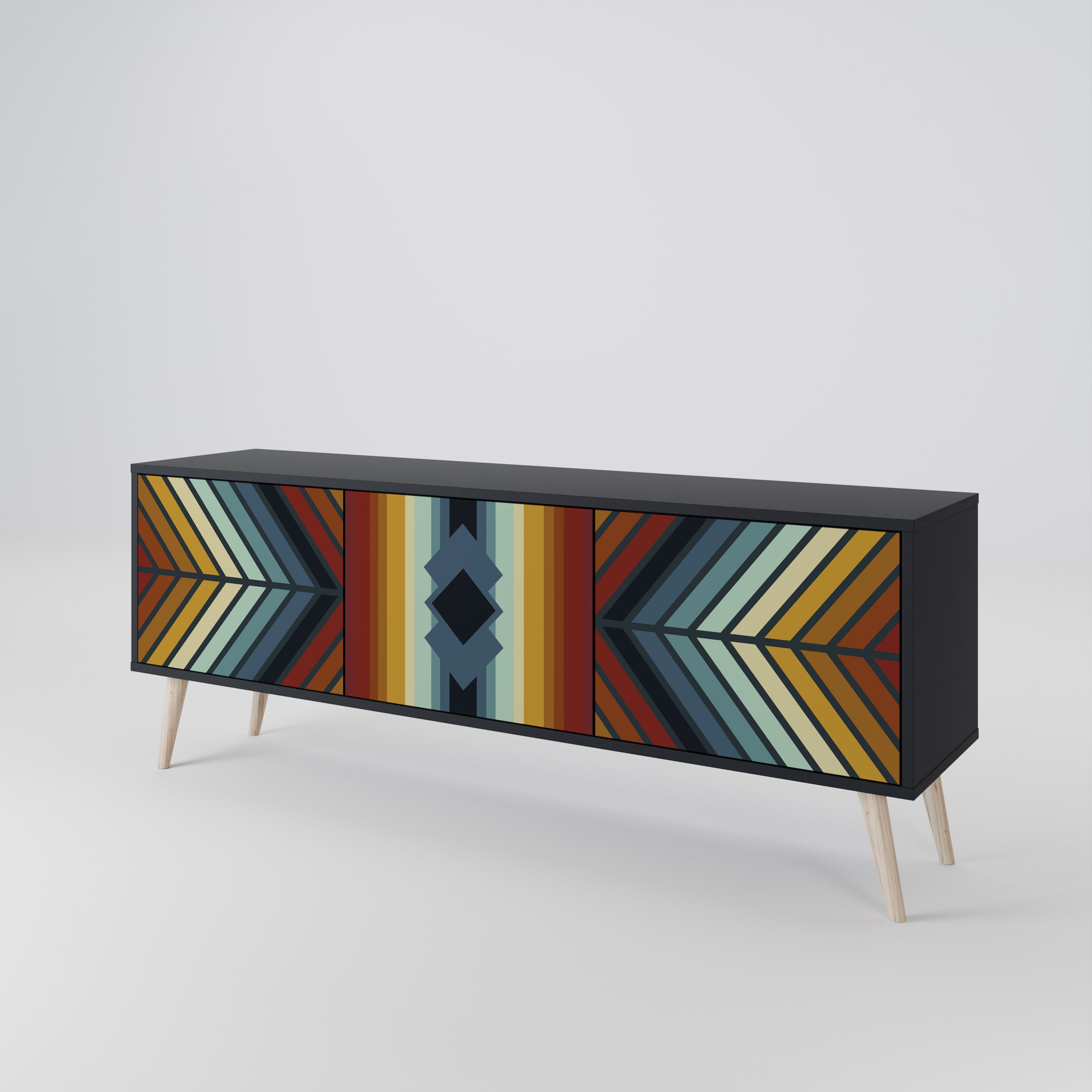 INDIGENOUS ZIGZAG Třídveřový TV stolek