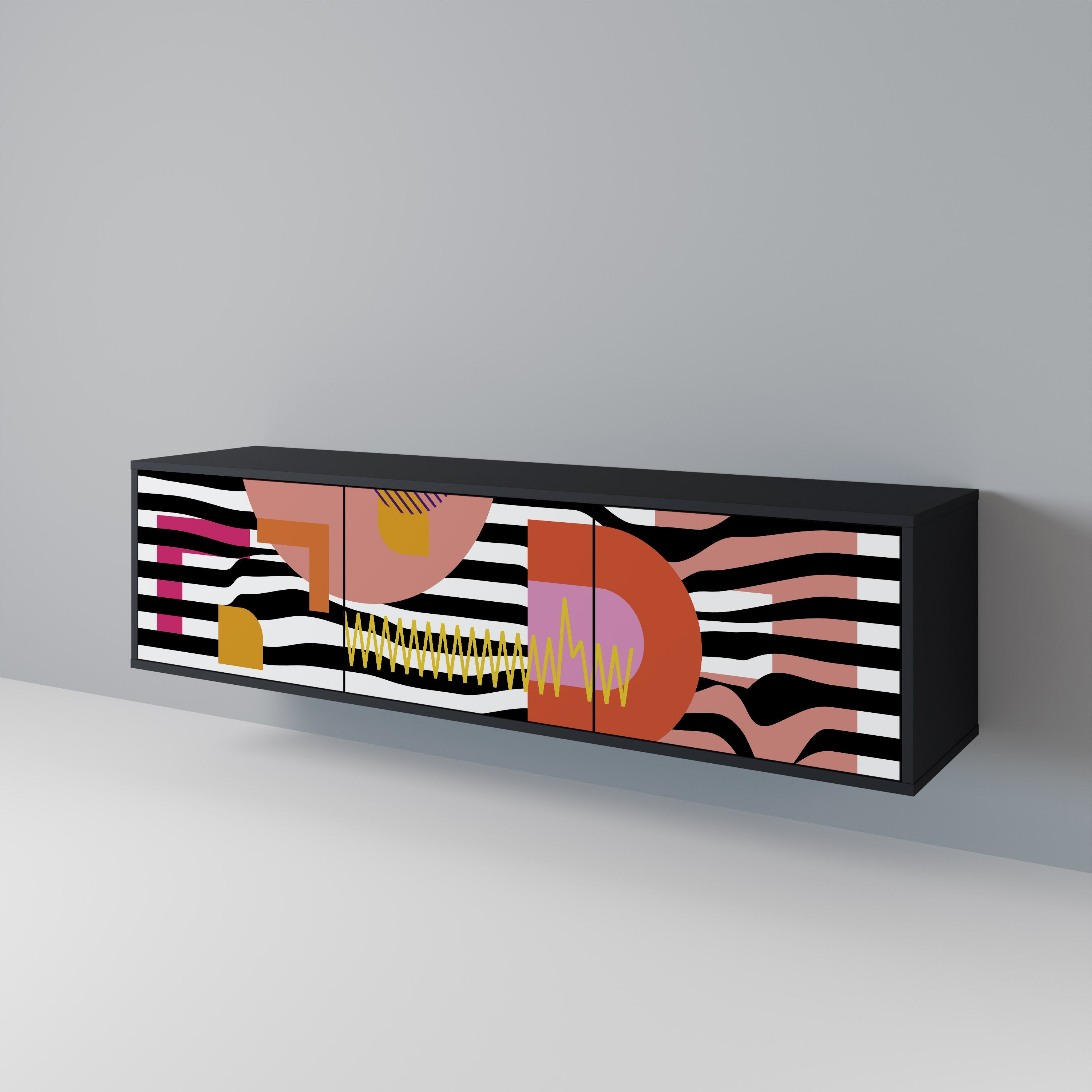 CHROMATIC ABSTRACT Třídveřový TV stolek