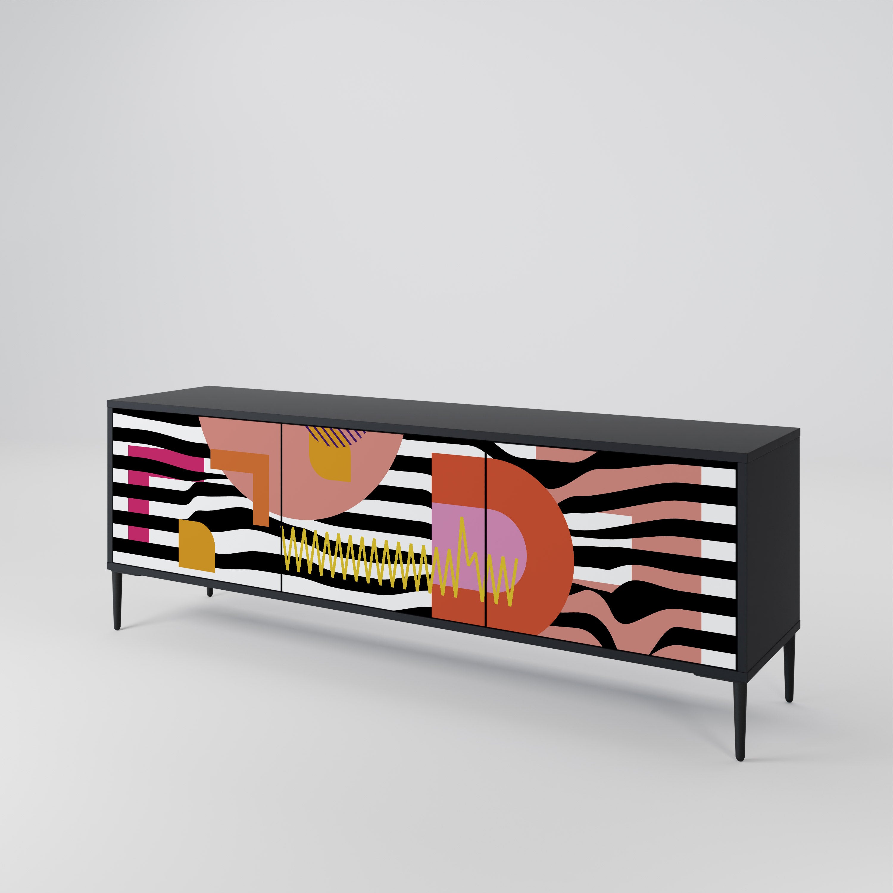 CHROMATIC ABSTRACT Třídveřový TV stolek