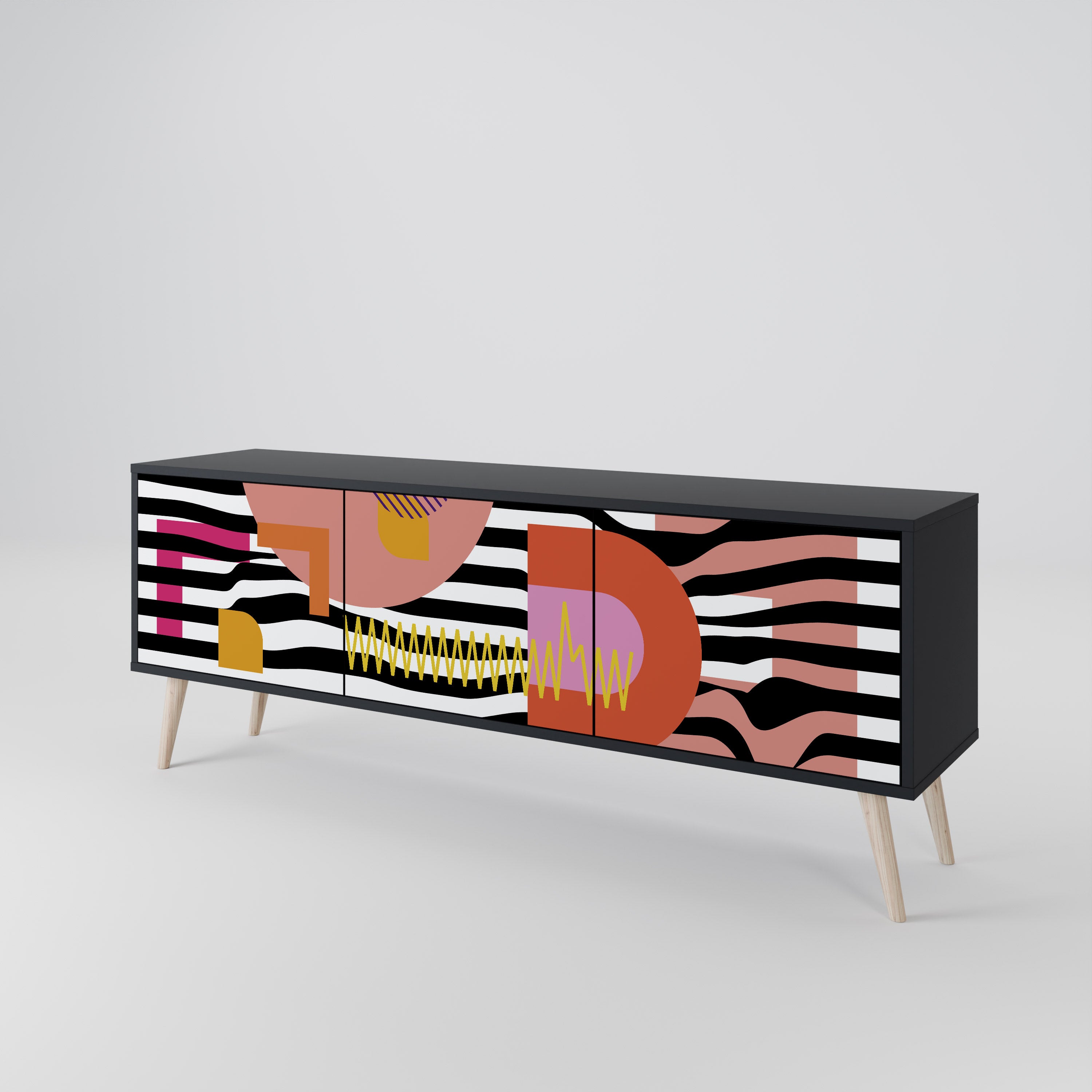 CHROMATIC ABSTRACT Třídveřový TV stolek
