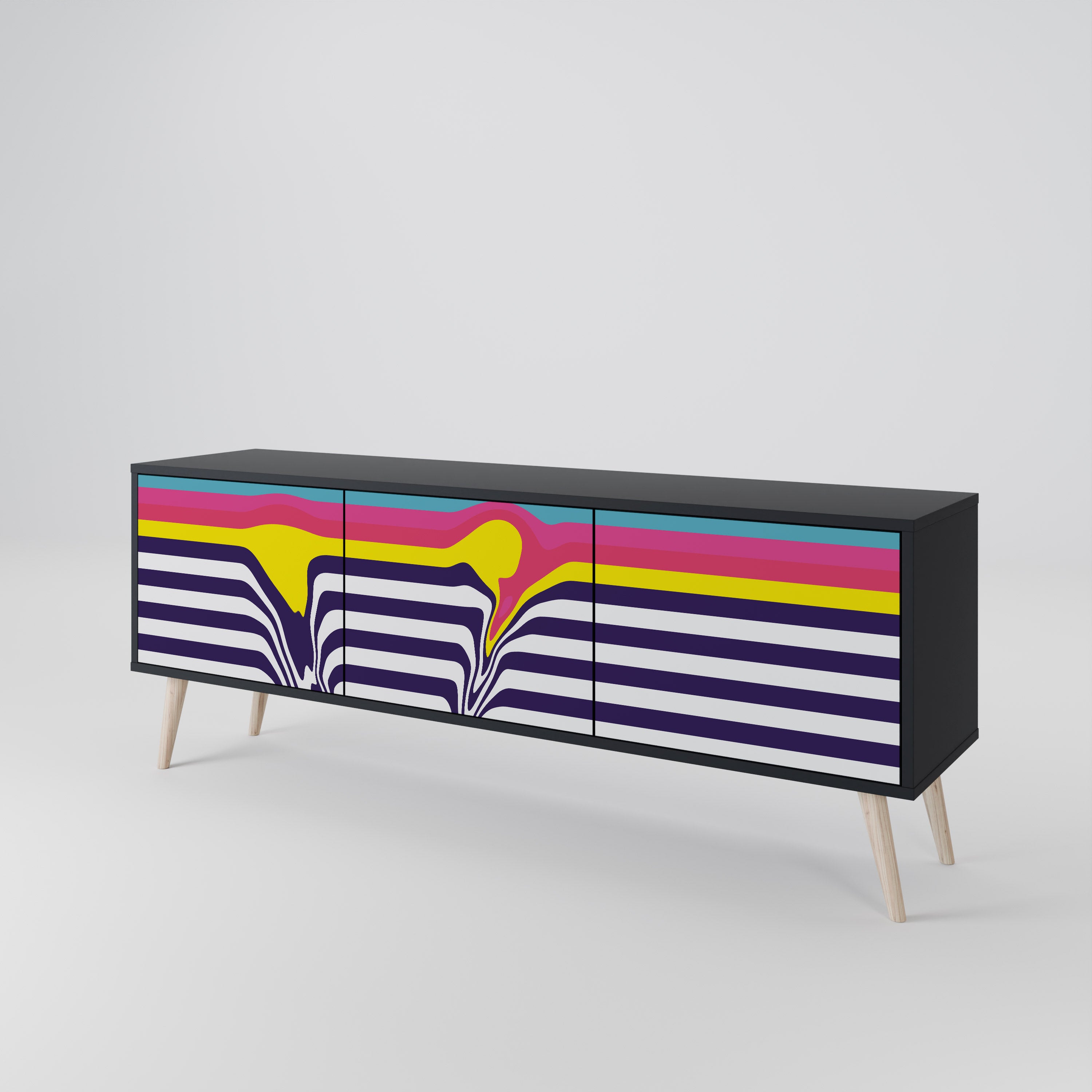 COLORFUL DIVERSION Třídveřový TV stolek